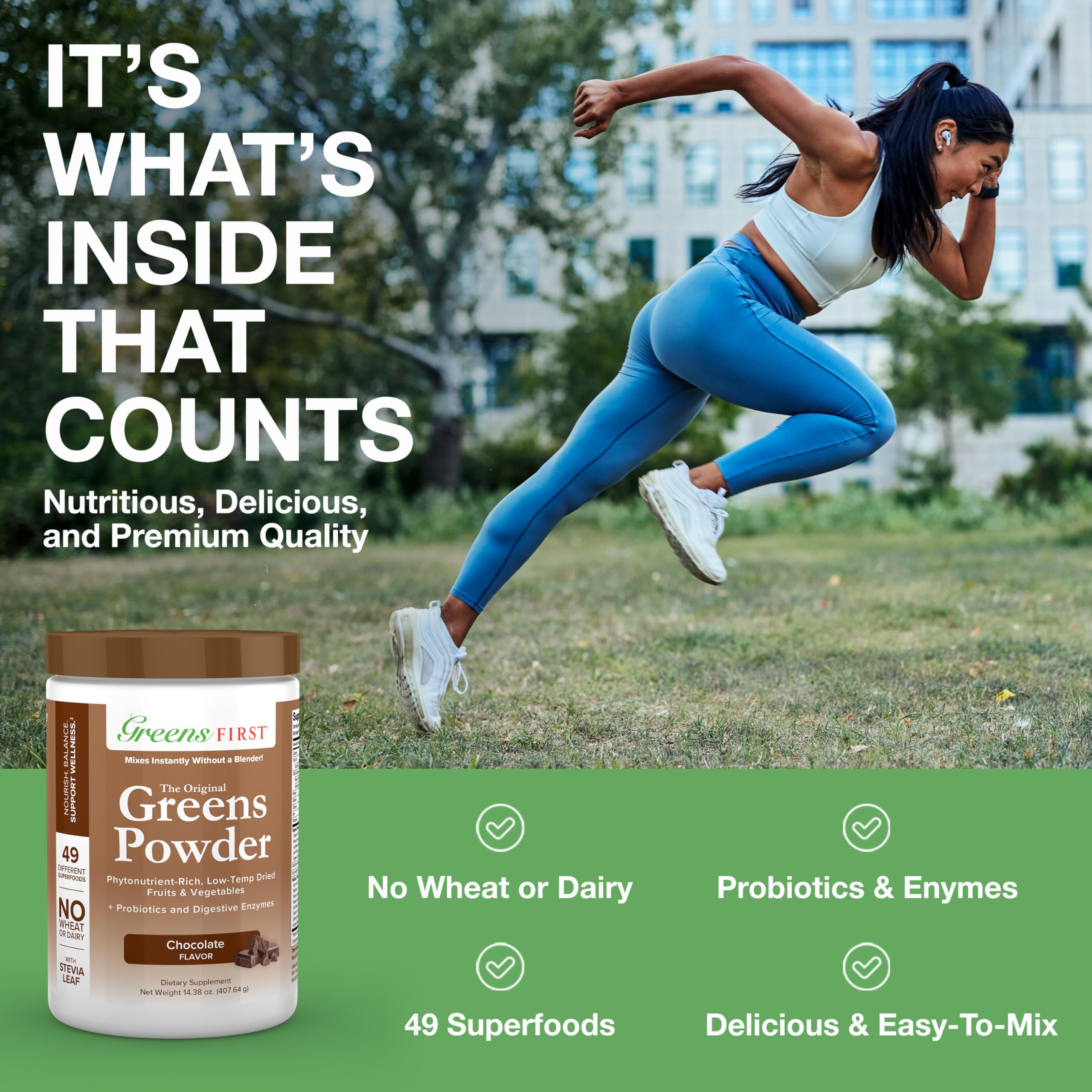 Foto 4 pulgar | Suplemento Greens First Original Greens Chocolate en Polvo 407 g - Venta Internacional