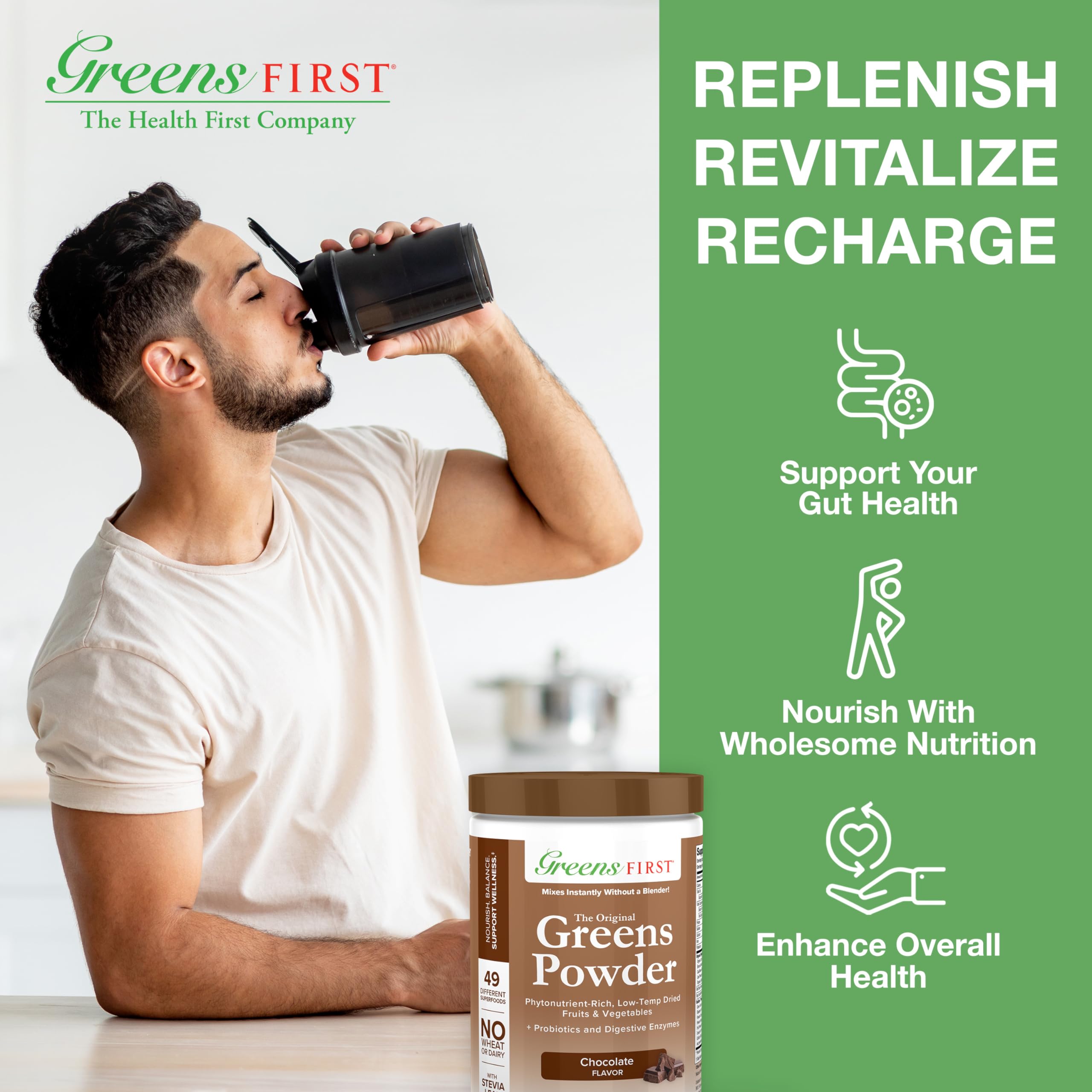 Foto 5 pulgar | Suplemento Greens First Original Greens Chocolate en Polvo 407 g - Venta Internacional