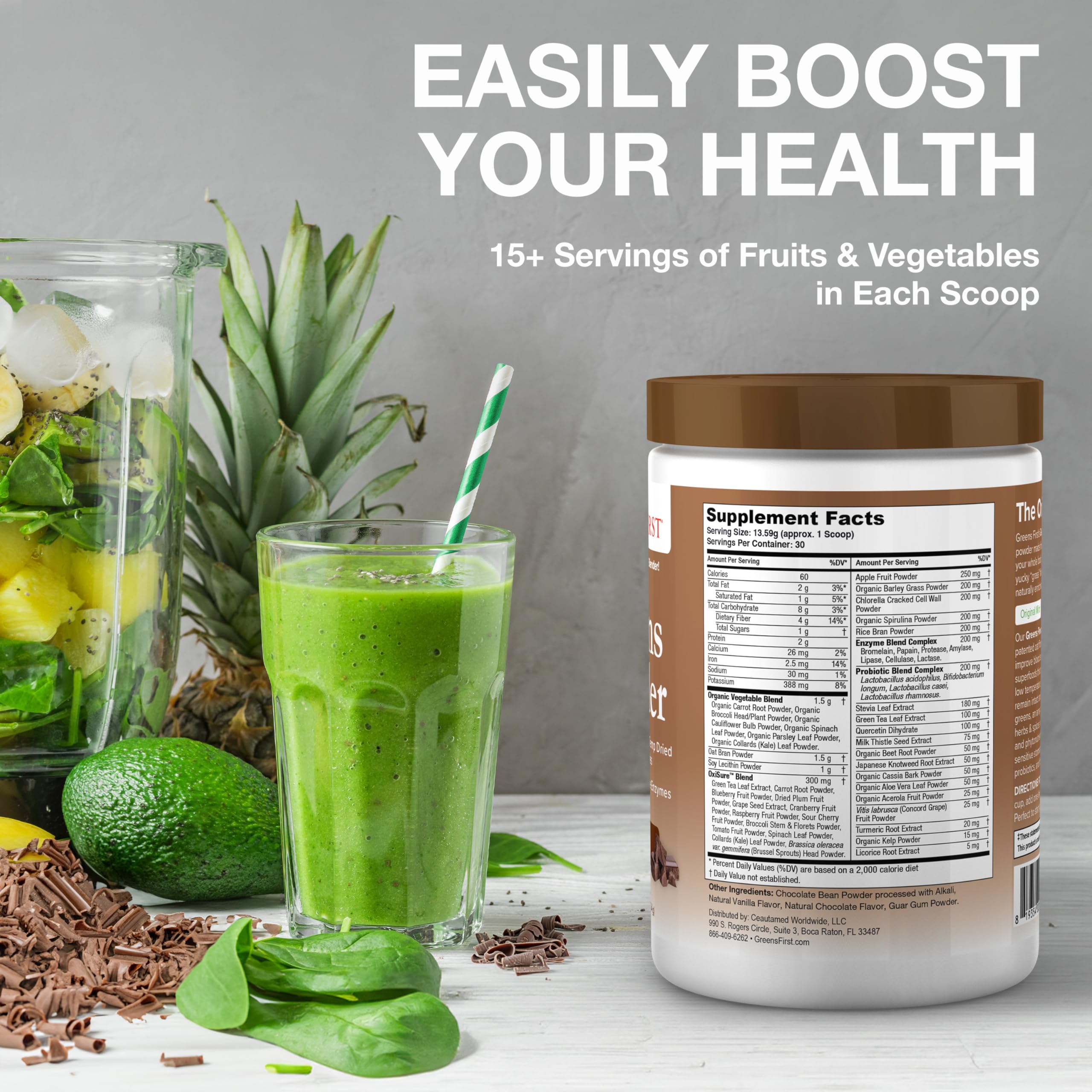Foto 6 pulgar | Suplemento Greens First Original Greens Chocolate en Polvo 407 g - Venta Internacional