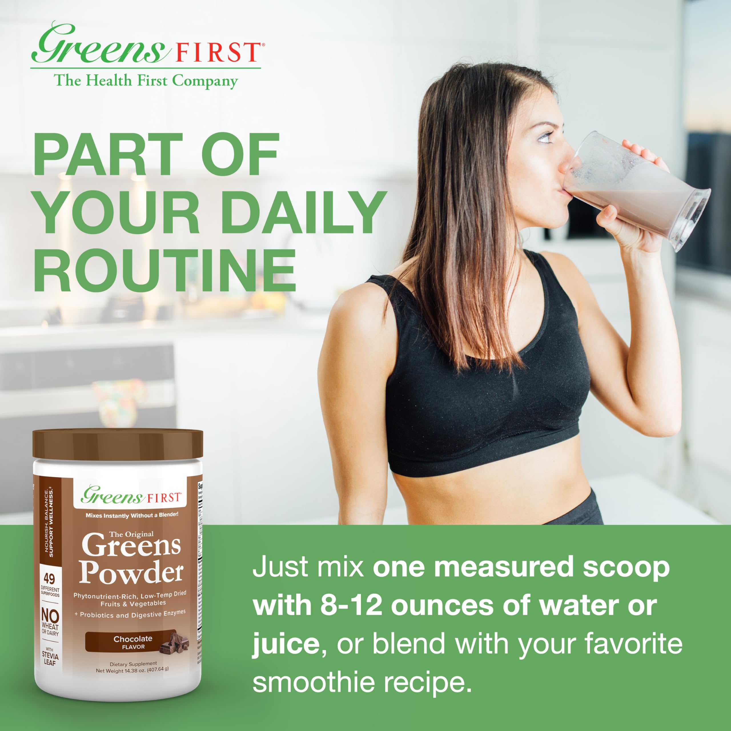Foto 7 pulgar | Suplemento Greens First Original Greens Chocolate en Polvo 407 g - Venta Internacional