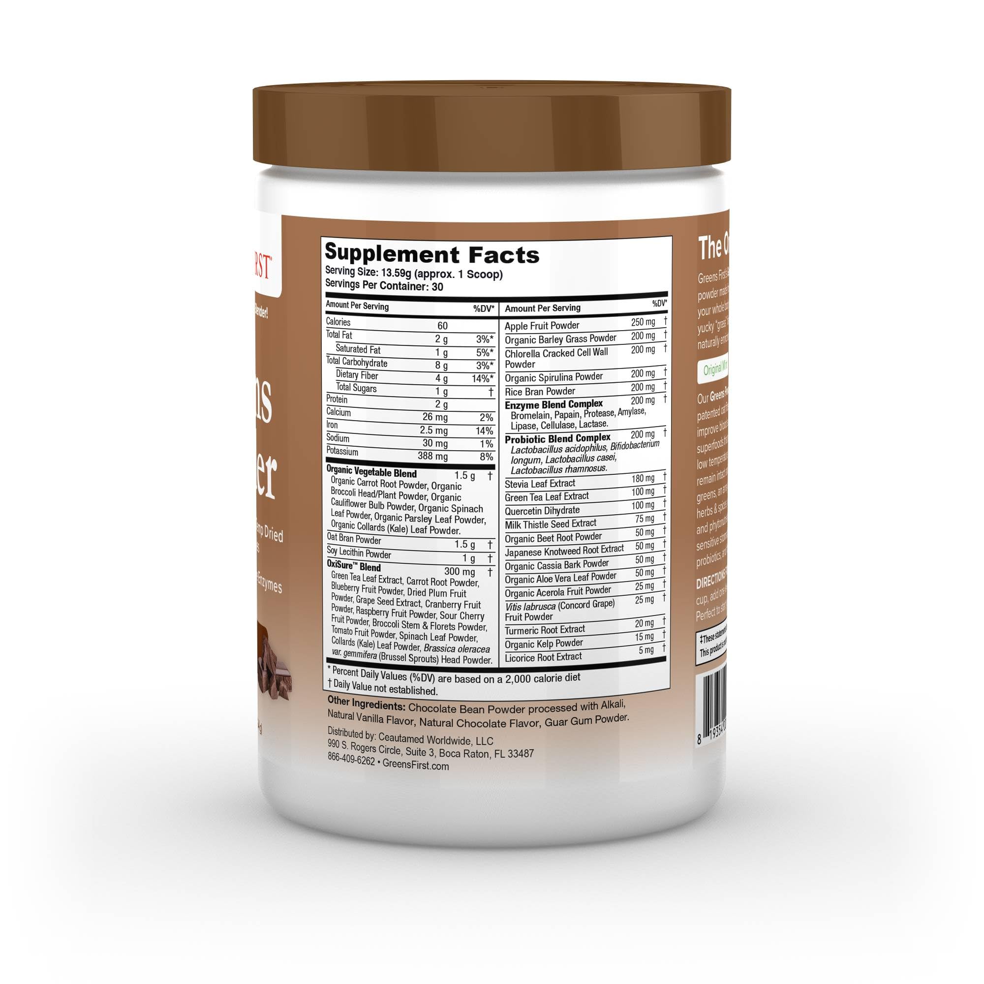 Foto 8 pulgar | Suplemento Greens First Original Greens Chocolate en Polvo 407 g - Venta Internacional