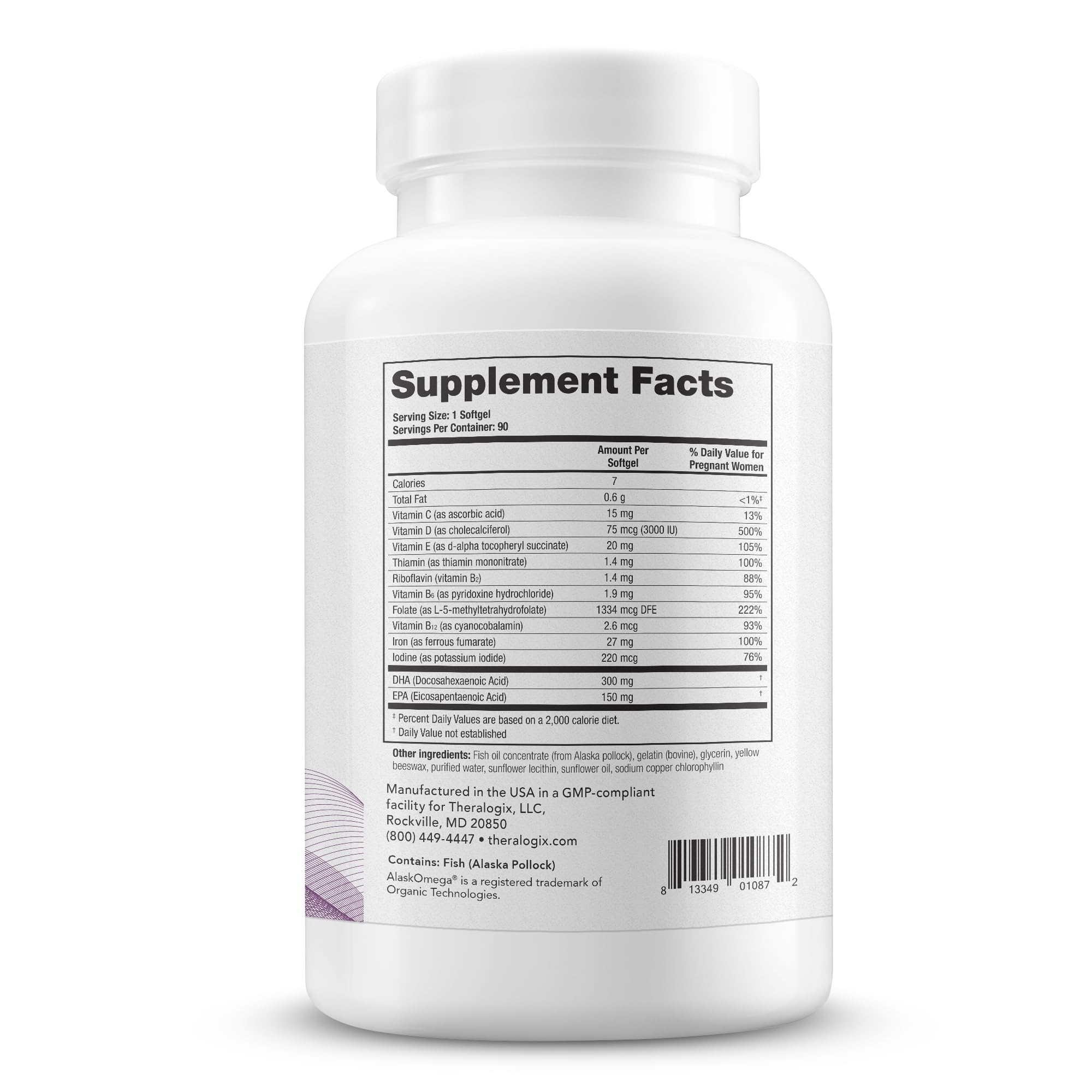 Foto 8 pulgar | Vitamina Prenatal Theralogix Theranatal One 90 Cápsulas - Venta Internacional