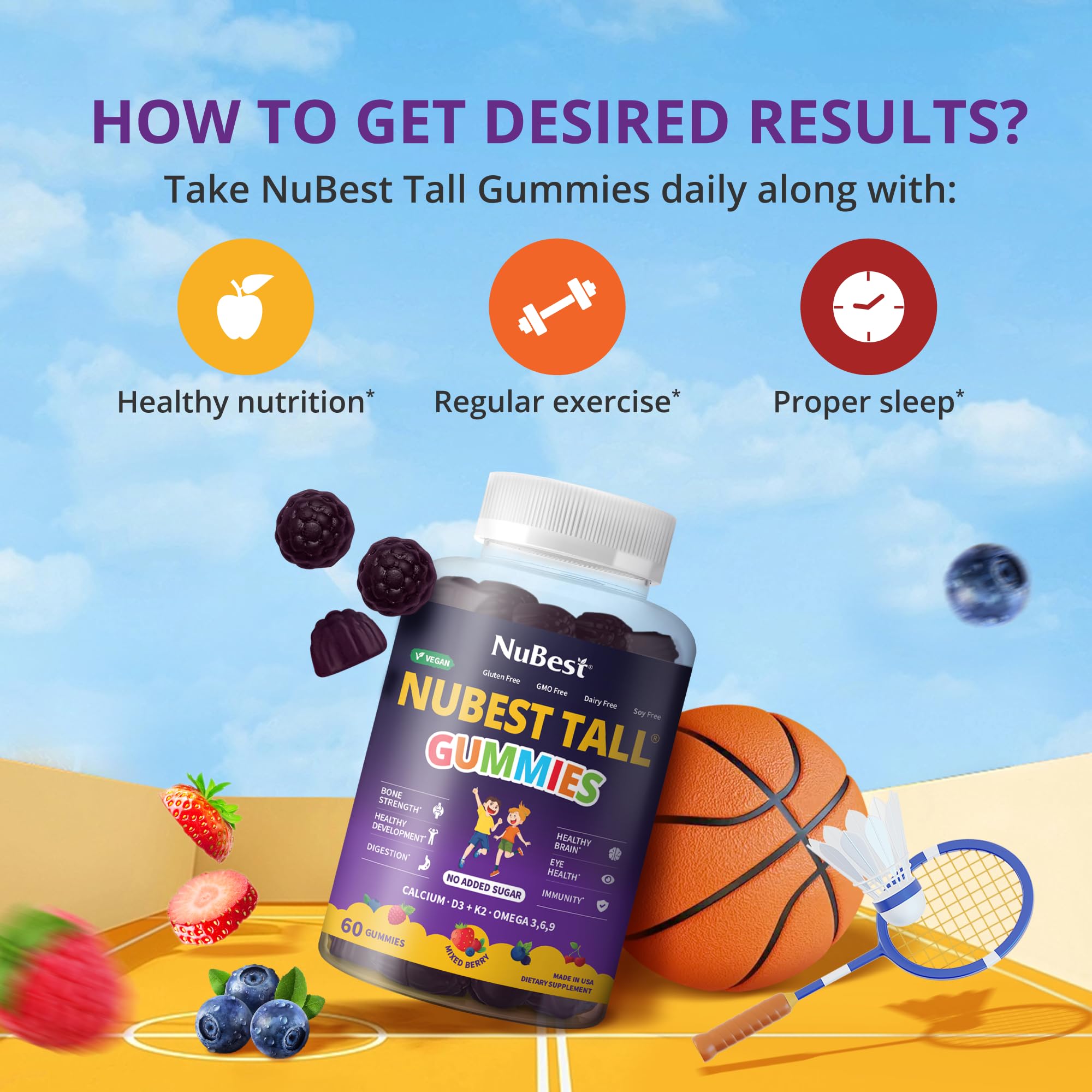 Foto 5 | Gomitas Multivitamínicas Nubest Tall Para Niños Mayores De 2 Años Y Adolescentes 60 Unidades - Venta Internacional.