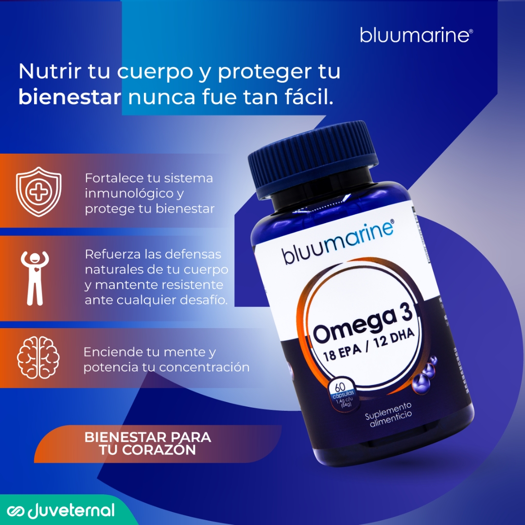 Foto 3 pulgar | Bluumarine Omega 3 Con 18% Epa Y 12% Dha, Suplemento Alimenticio, 60 Cápsulas, Apoyo Cardiovascular, Cerebral Y Ocular