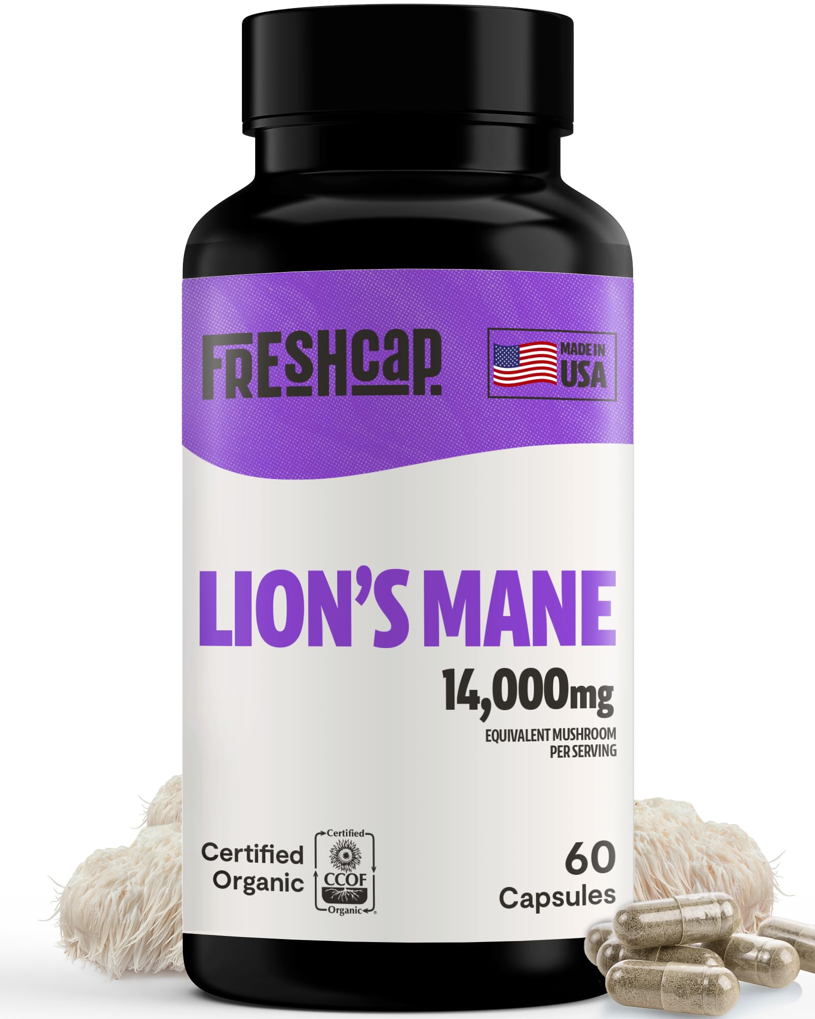 Foto 2 pulgar | Suplemento Freshcap Lions Mane De 14.000 Mg Para Memory 60 Cápsulas - Venta Internacional.
