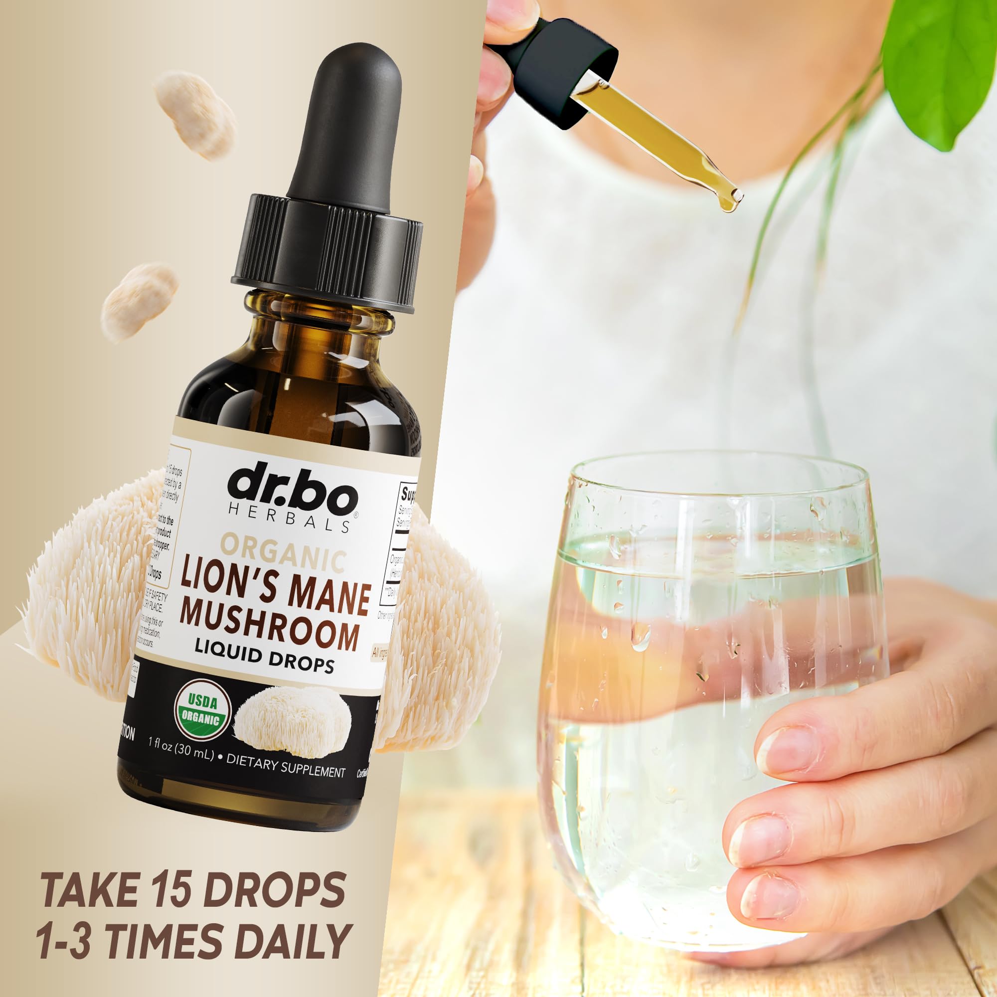 Foto 8 pulgar | Suplemento En Gotas Dr. Bo Lions Mane Mushroom, 30 Ml, Orgánico - Venta Internacional.