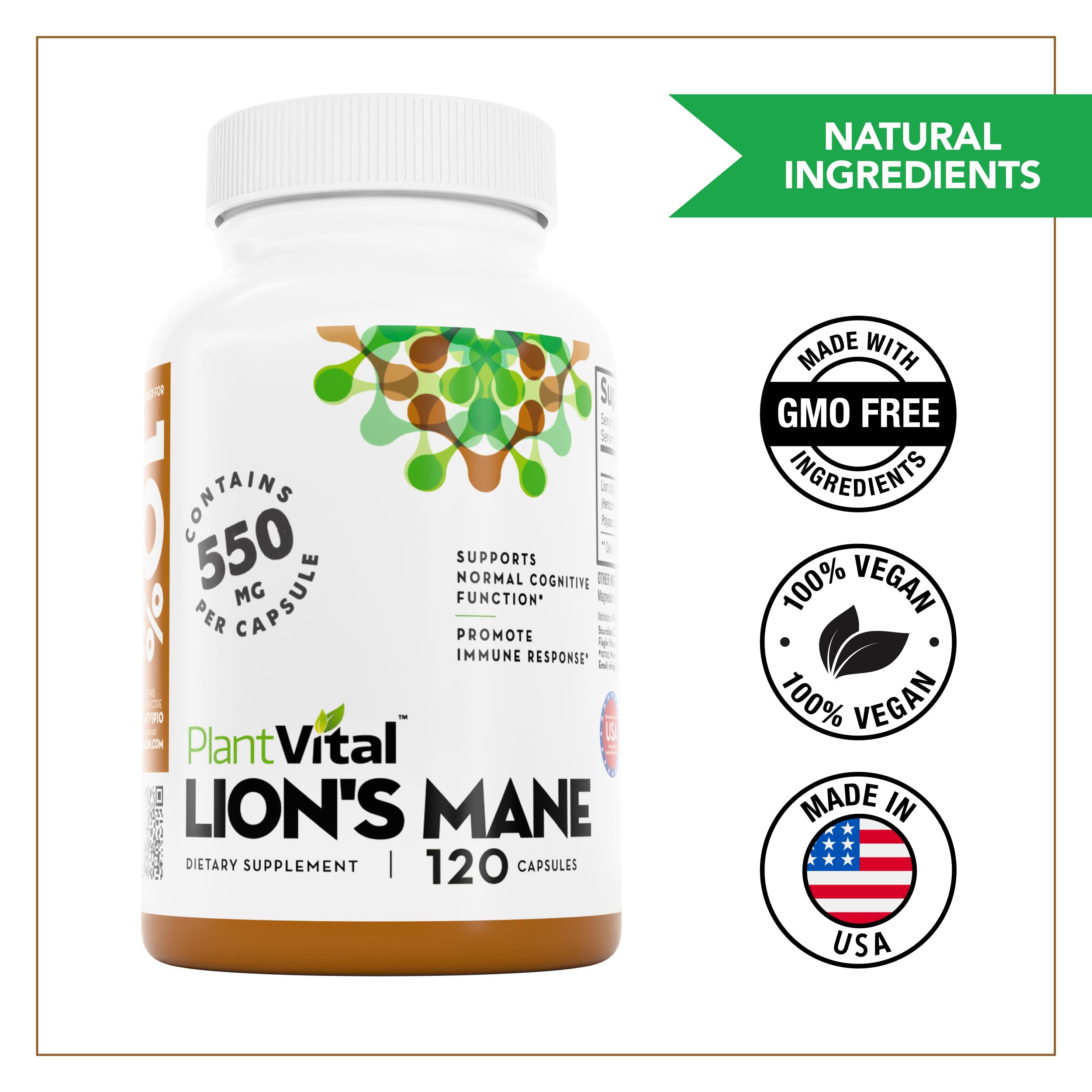 Foto 7 pulgar | Suplemento Plantvital Lion's Mane Mushroom, 1000 Mg, 120 Cápsulas - Venta Internacional.
