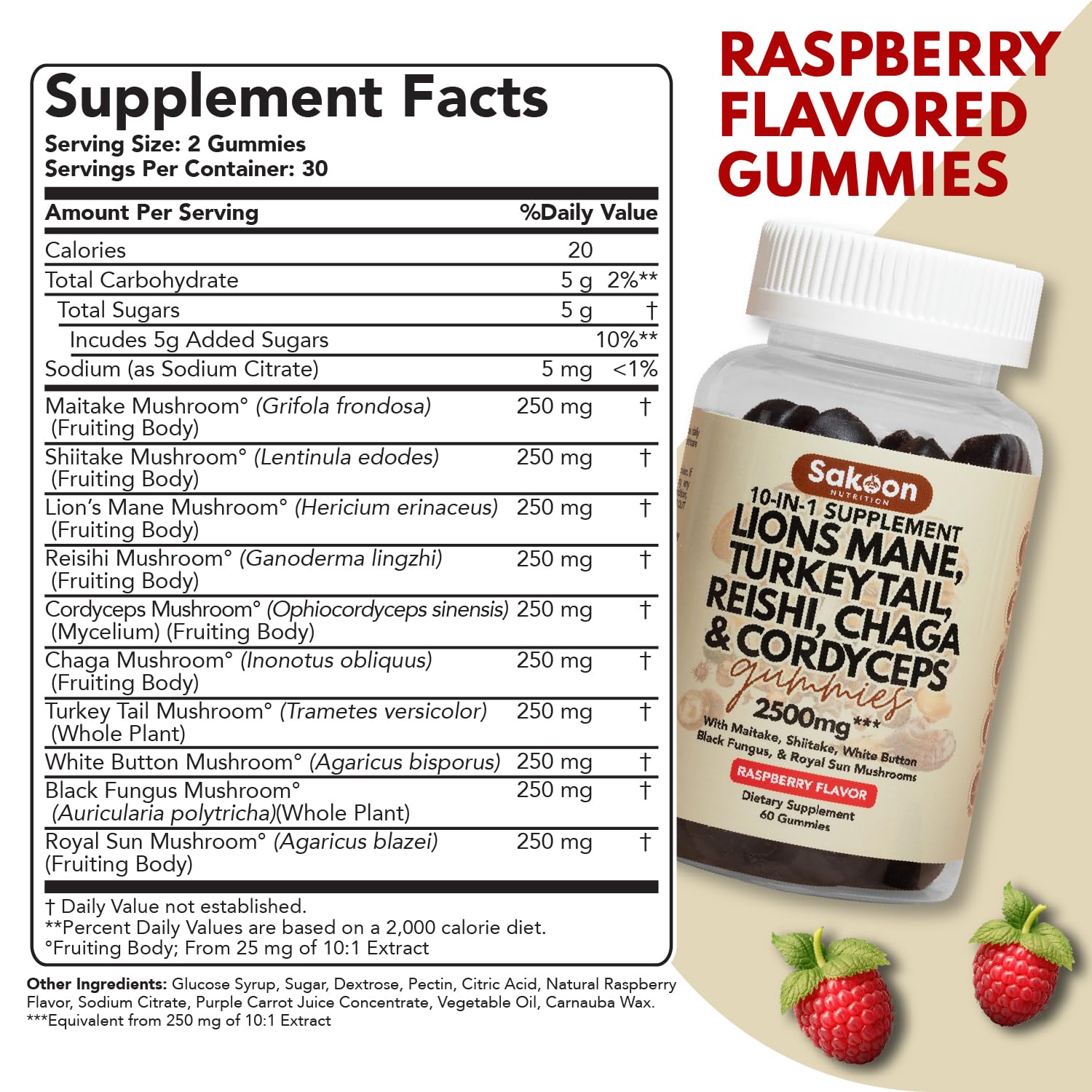 Foto 3 pulgar | Suplemento: Gomitas De Hongos Lions Mane, 2500 Mg, De Sakoon Nutrition - Venta Internacional.