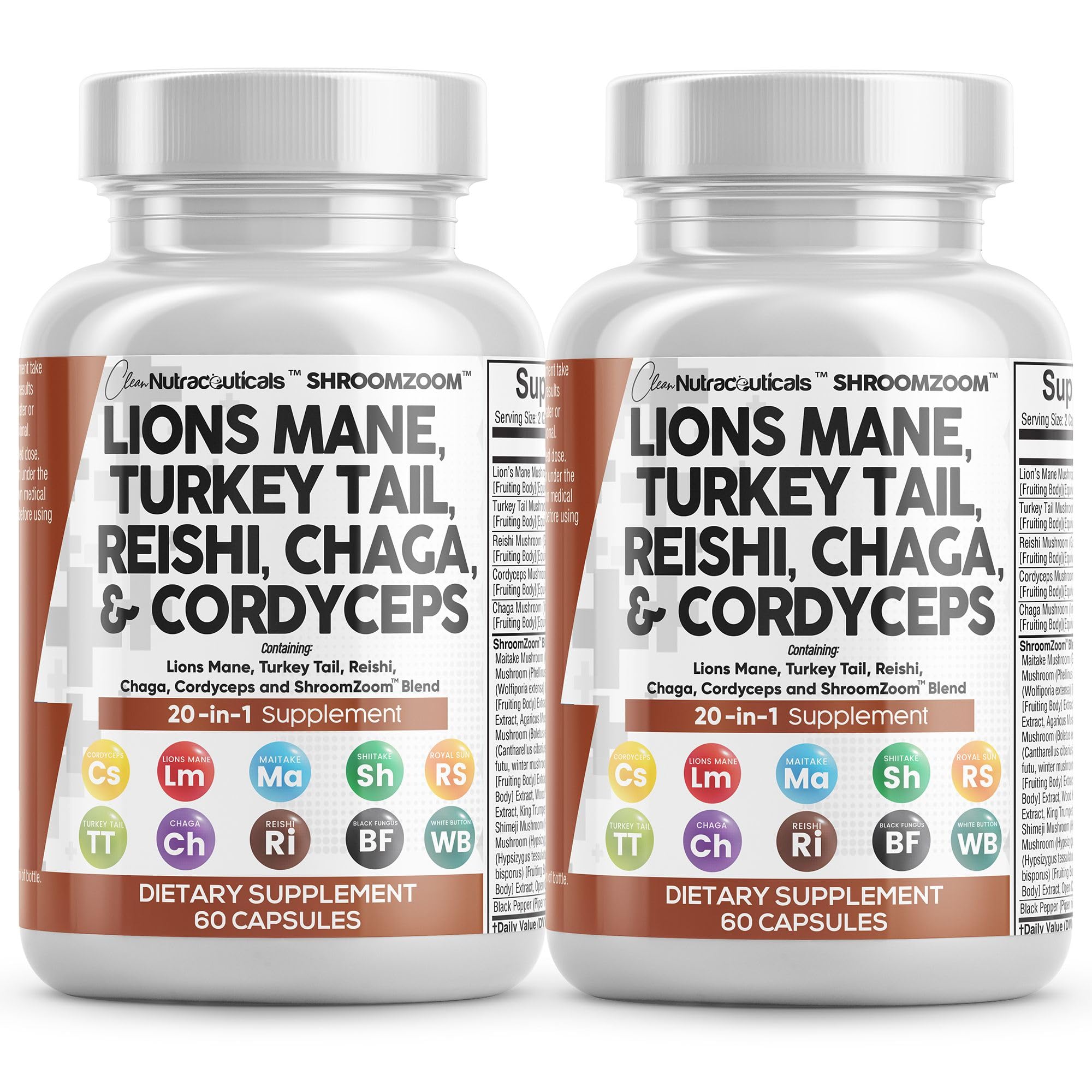 Foto 2 pulgar | Suplemento De Hongos Clean Nutraceuticals Lions Mane 20 En 1 - Venta Internacional.
