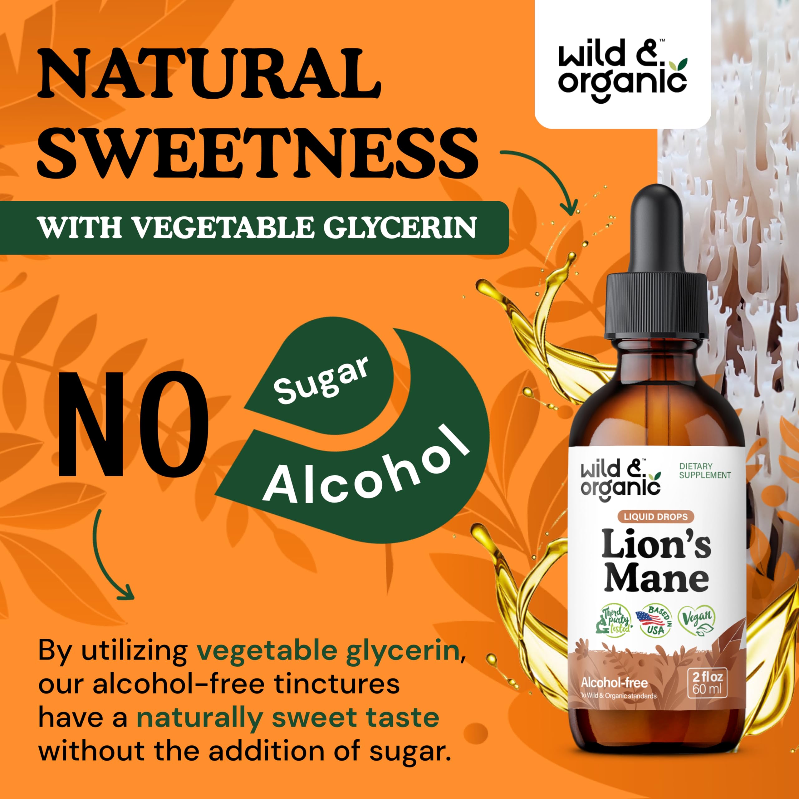 Foto 7 pulgar | Lions Mane Liquid Drops Wild & Organic Brain Support 60 Ml - Venta Internacional.