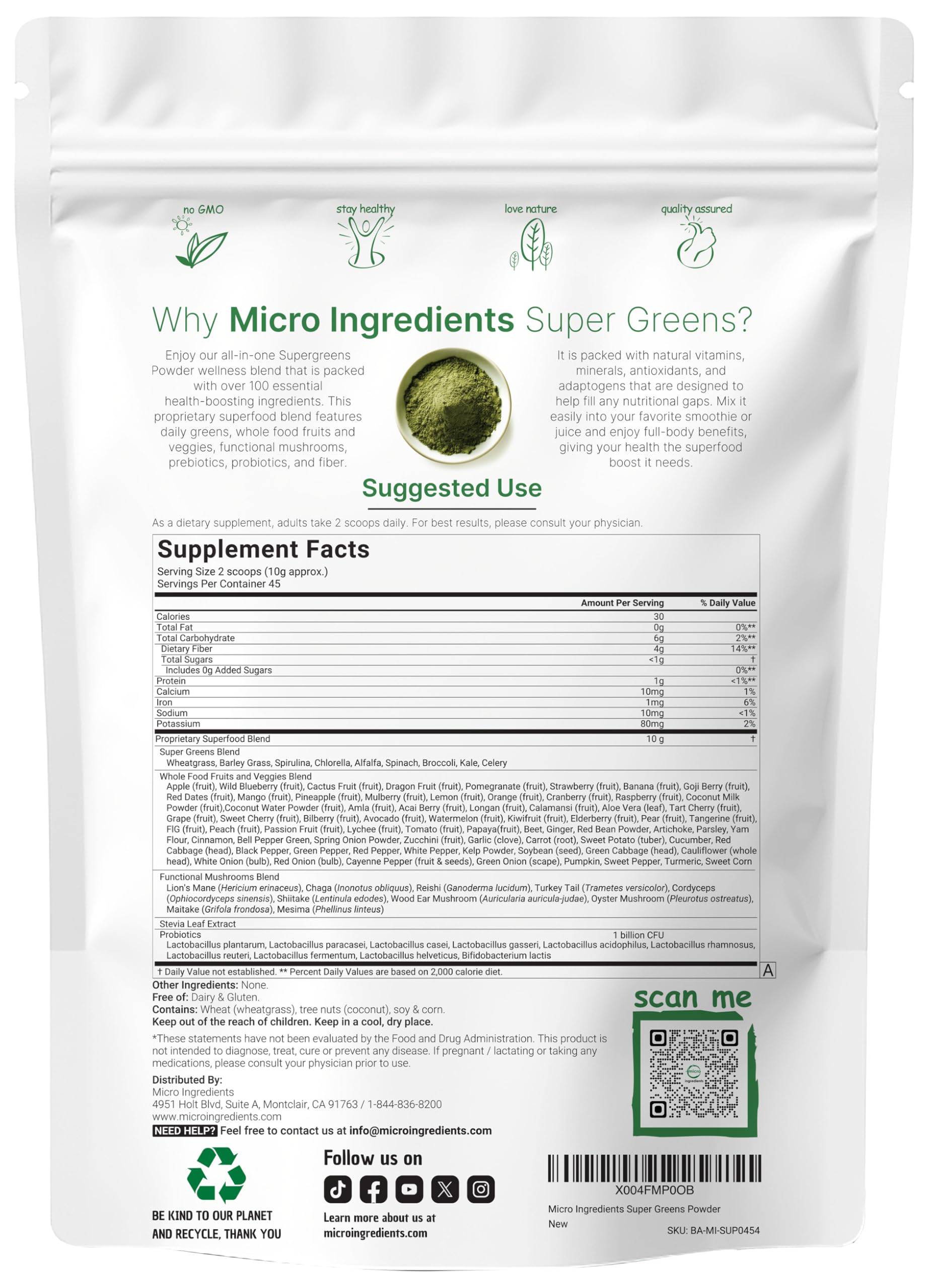 Foto 3 pulgar | Suplemento Con Microingredientes: Super Greens Powder, 454 G - Venta Internacional.