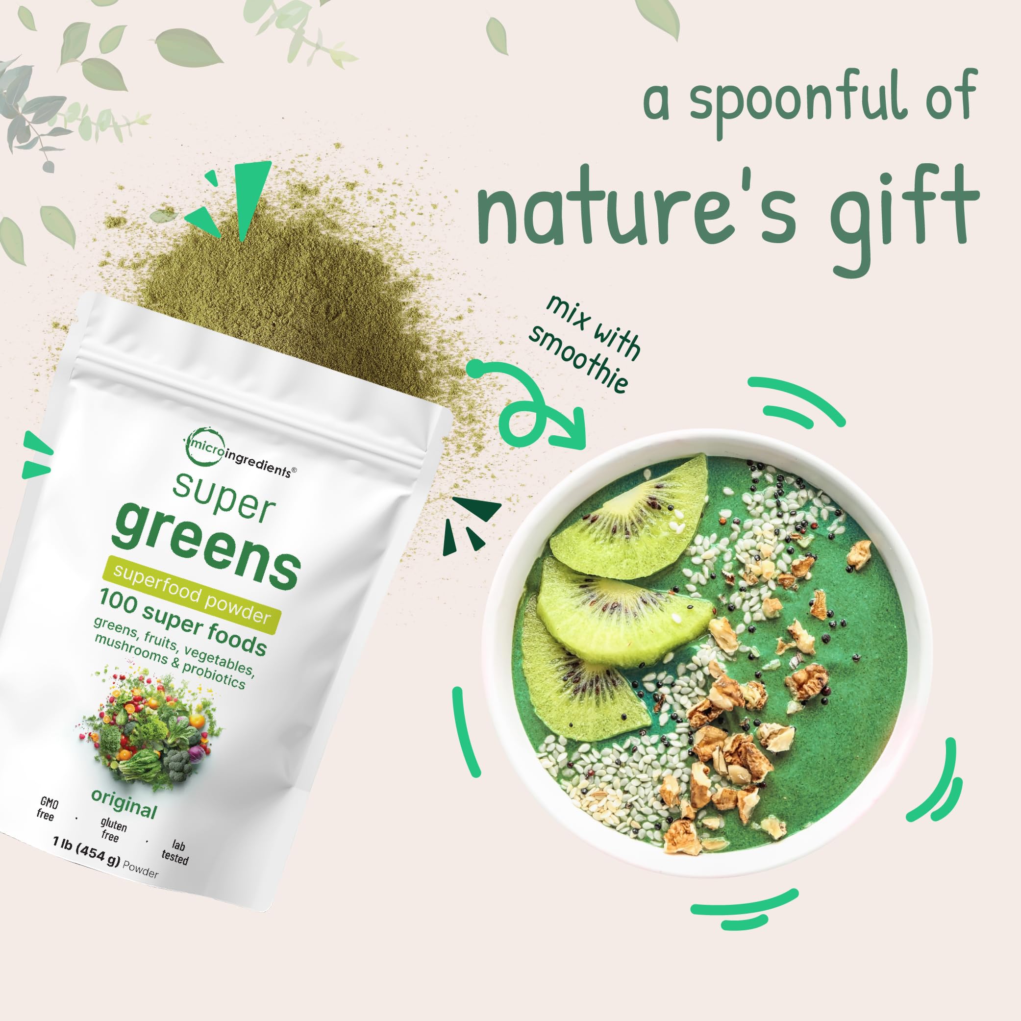 Foto 7 pulgar | Suplemento Con Microingredientes: Super Greens Powder, 454 G - Venta Internacional.