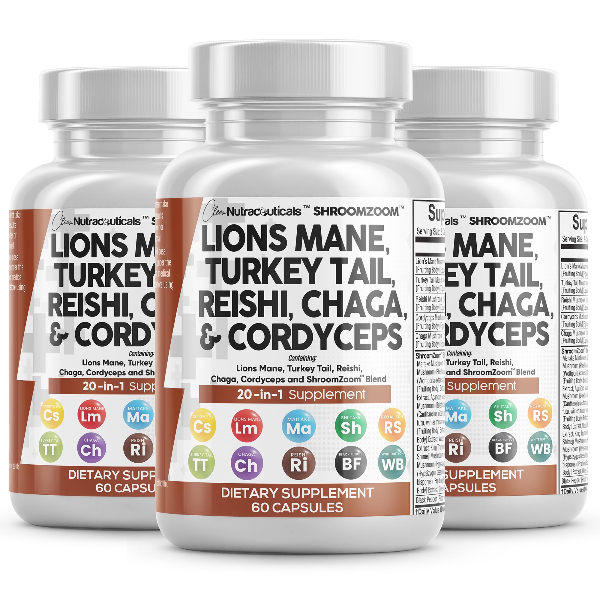 Foto 2 pulgar | Suplemento De Hongos Clean Nutraceuticals Lions Mane 20 En 1 - Venta Internacional.
