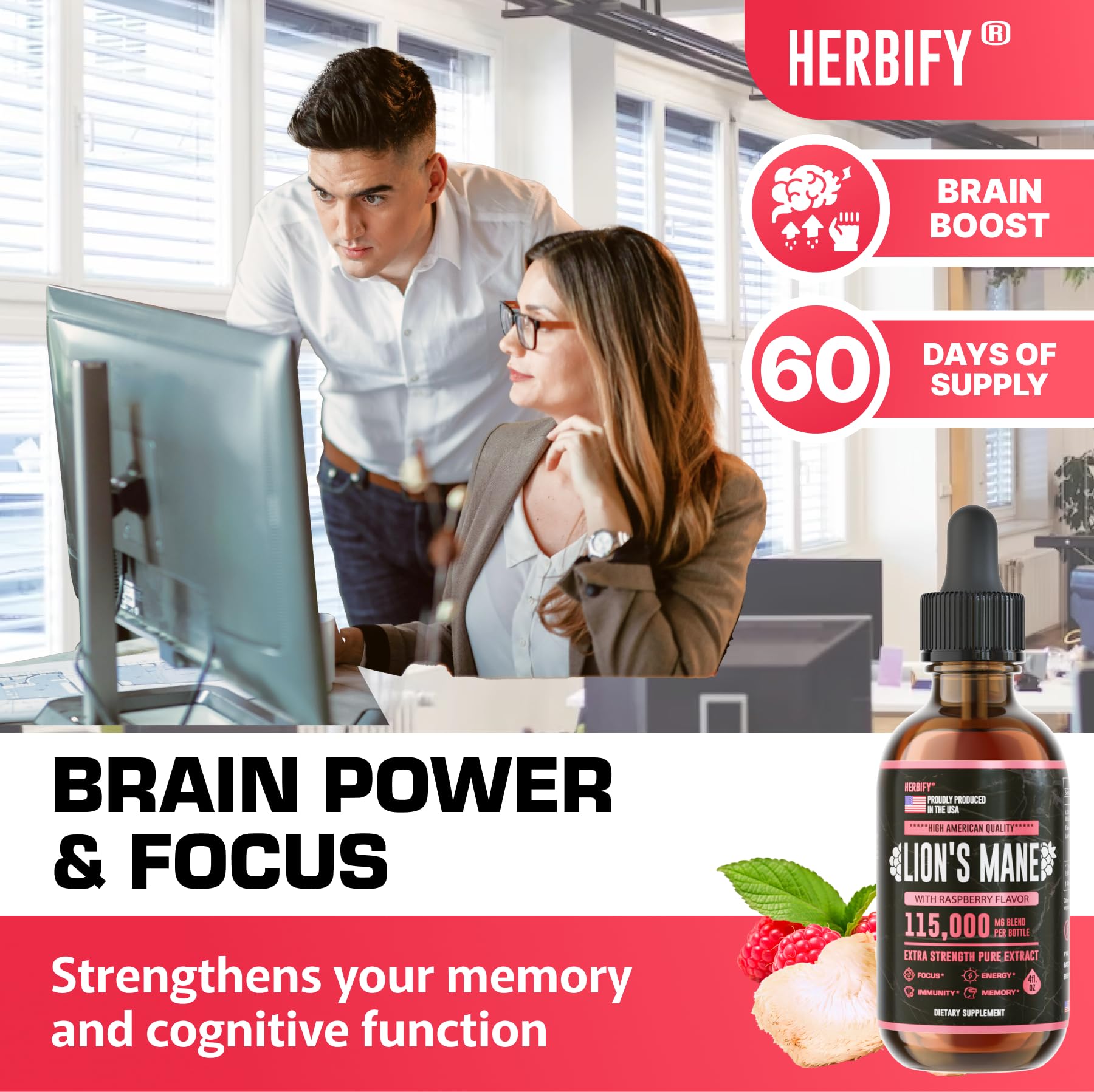 Foto 2 | Suplemento De Tintura De Melena De León, 120 Ml, Memory Focus Immune - Venta Internacional.