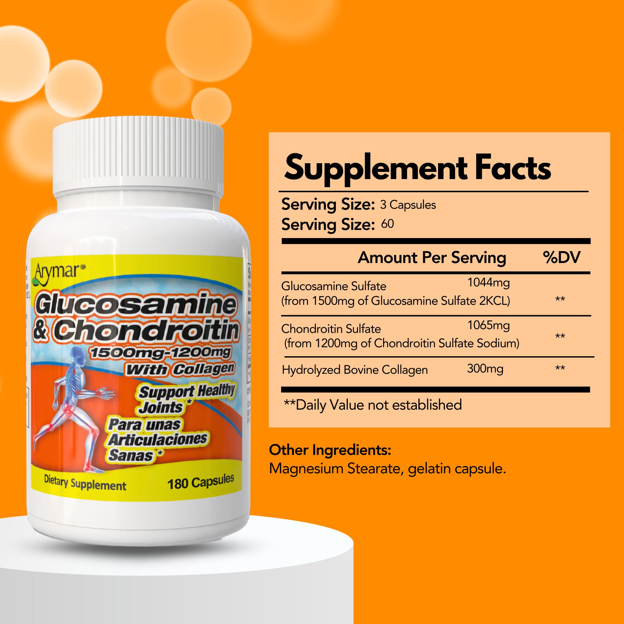 Foto 4 pulgar | Suplemento Arymar de Glucosamina y Condroitina con Colágeno 180 Cápsulas - Venta Internacional