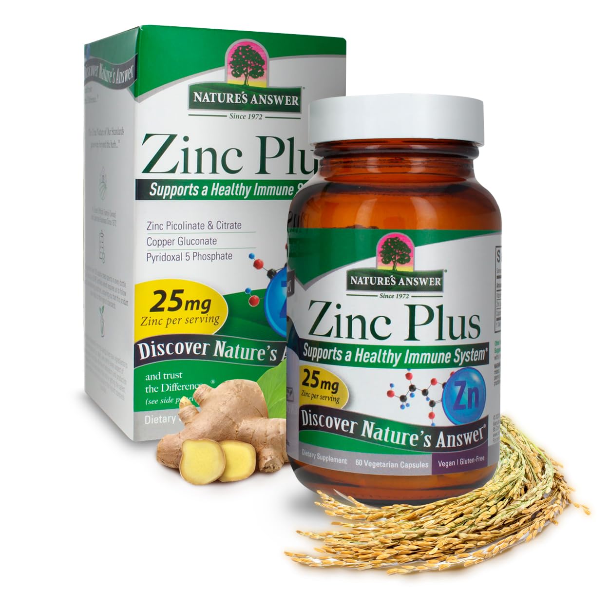 Foto 2 pulgar | Suplemento Nature's Answer Zinc Plus 25 Mg Con B6 60 Cápsulas - Venta Internacional.