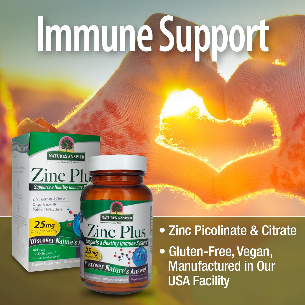 Foto 5 pulgar | Suplemento Nature's Answer Zinc Plus 25 Mg Con B6 60 Cápsulas - Venta Internacional.