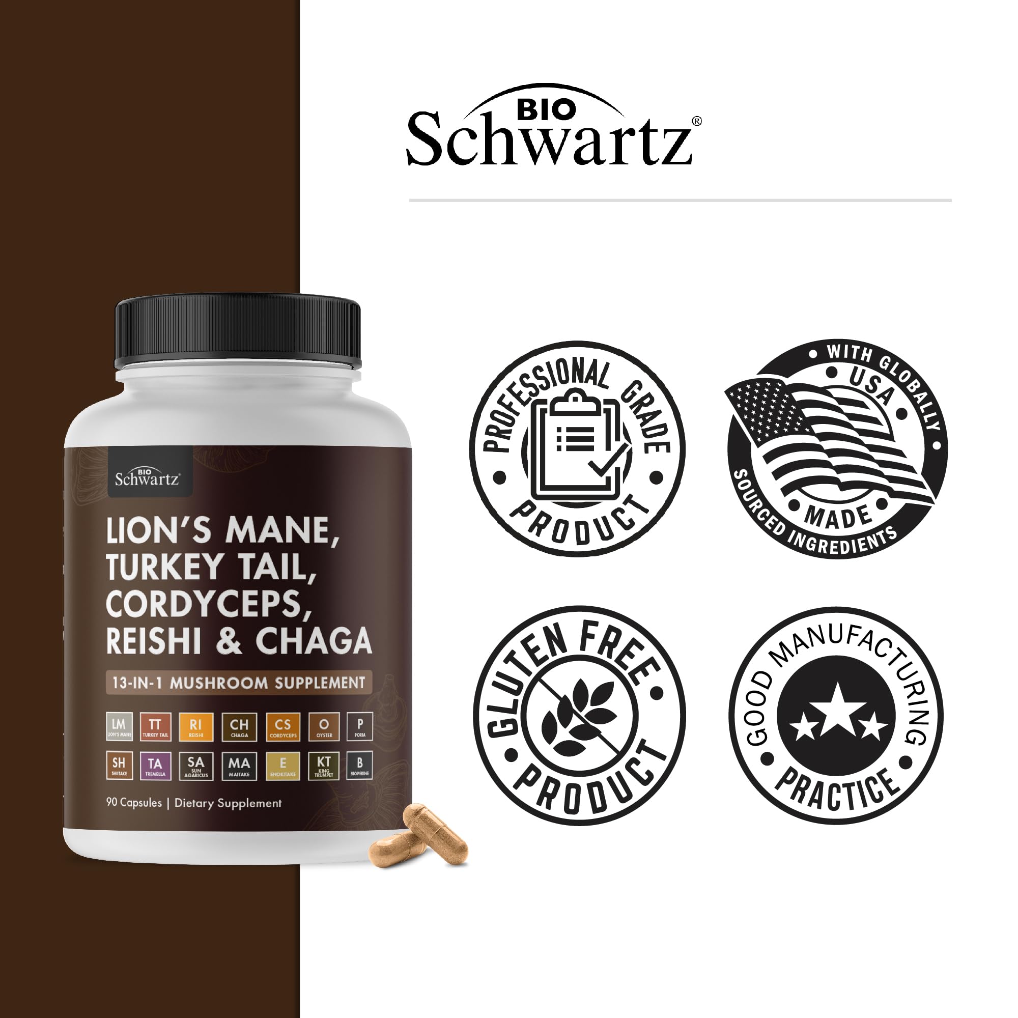 Foto 5 | Suplemento Bioschwartz Mushroom Complex Organic 90 Cápsulas - Venta Internacional.