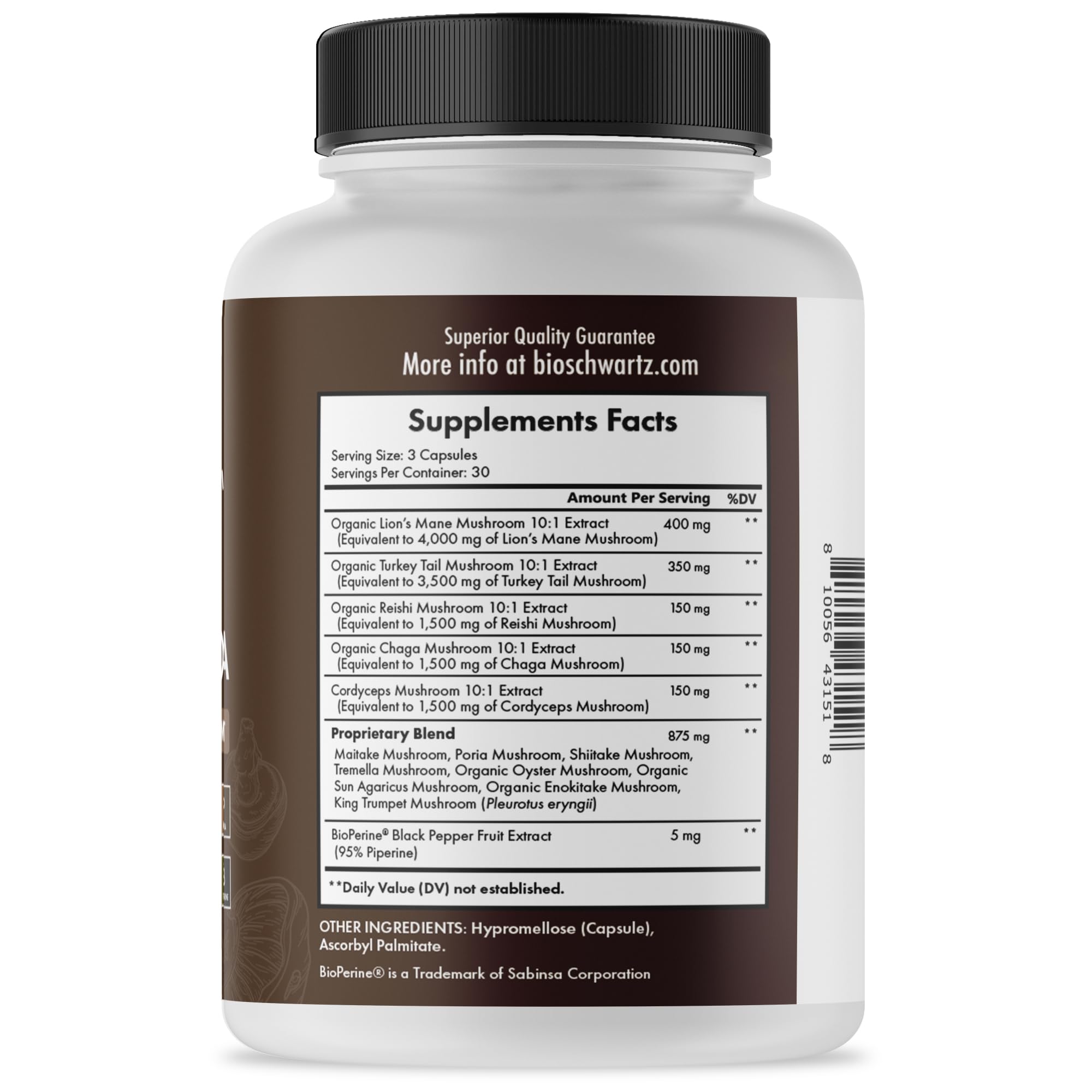 Foto 7 | Suplemento Bioschwartz Mushroom Complex Organic 90 Cápsulas - Venta Internacional.