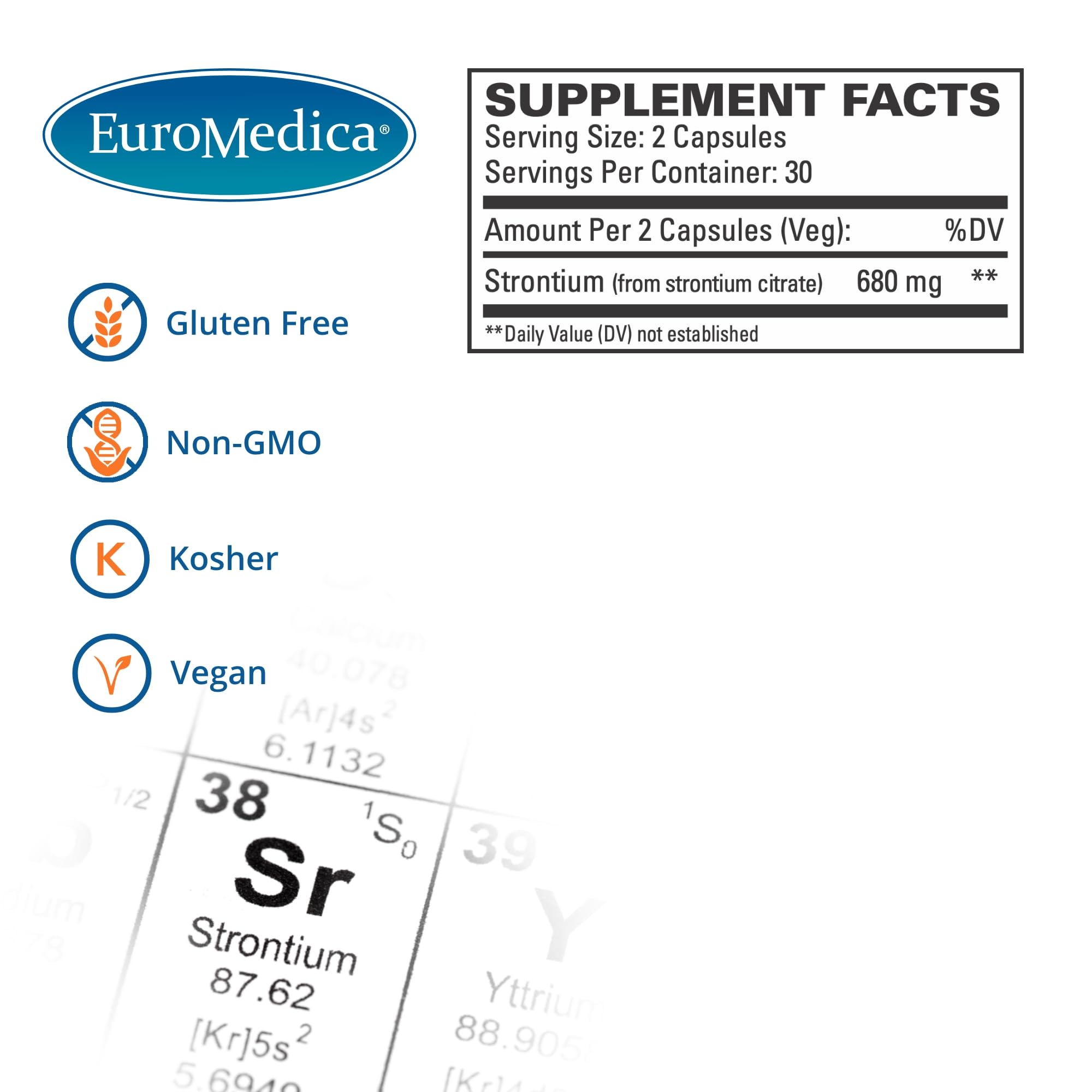 Foto 6 pulgar | Suplemento Euromedica Strontium Bone Health 60 Cápsulas - Venta Internacional