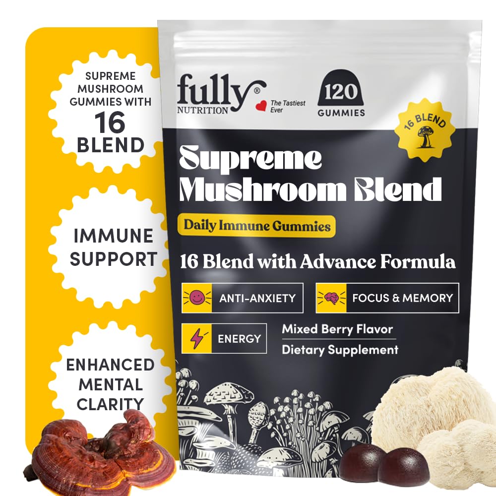Foto 2 pulgar | Gomitas De Hongos Fully Nutrition 16 Blend Con Chaga Y Melena De León - Venta Internacional.