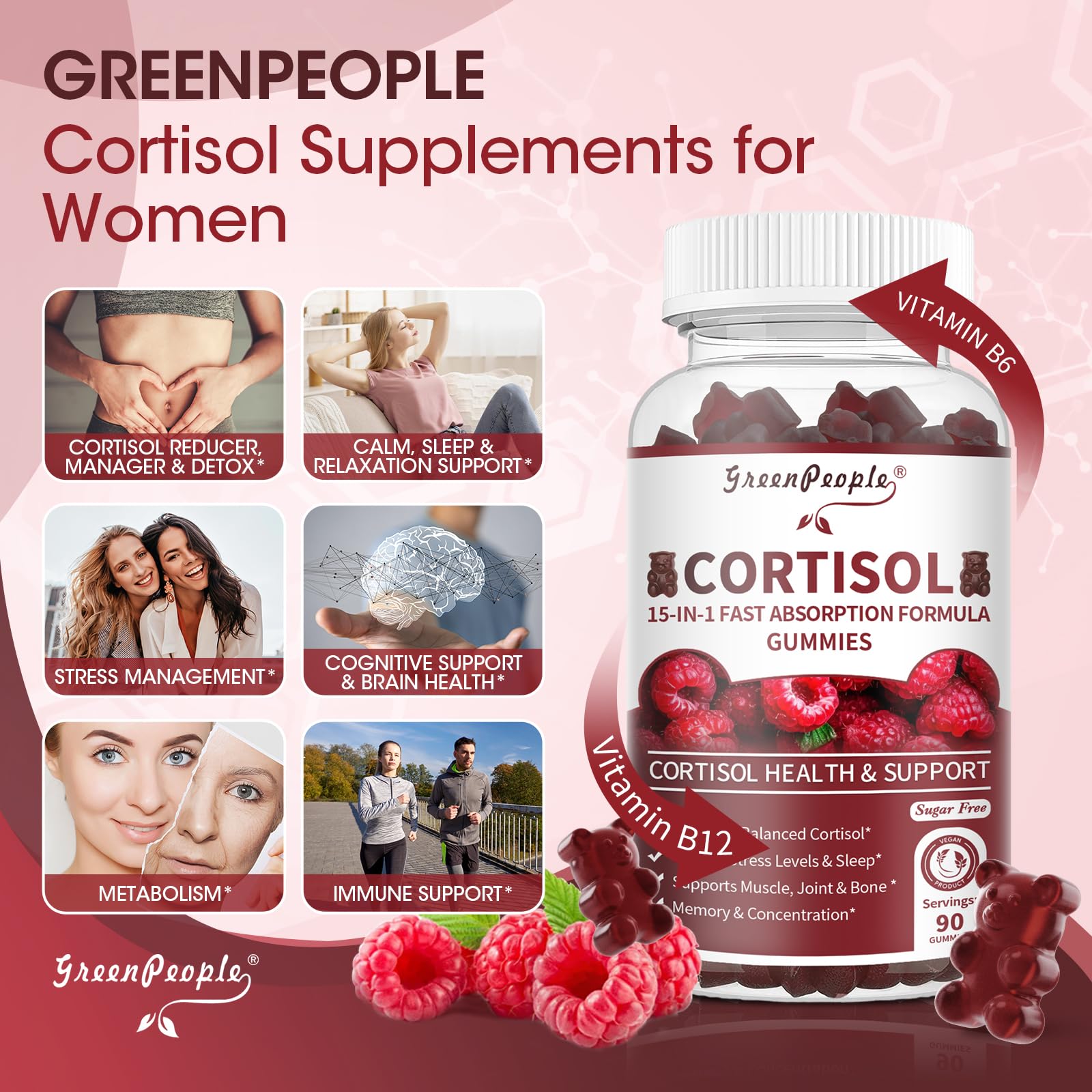 Foto 4 pulgar | Suplemento Greenpeople de Cortisol de 90 Gomitas-Venta Internacional