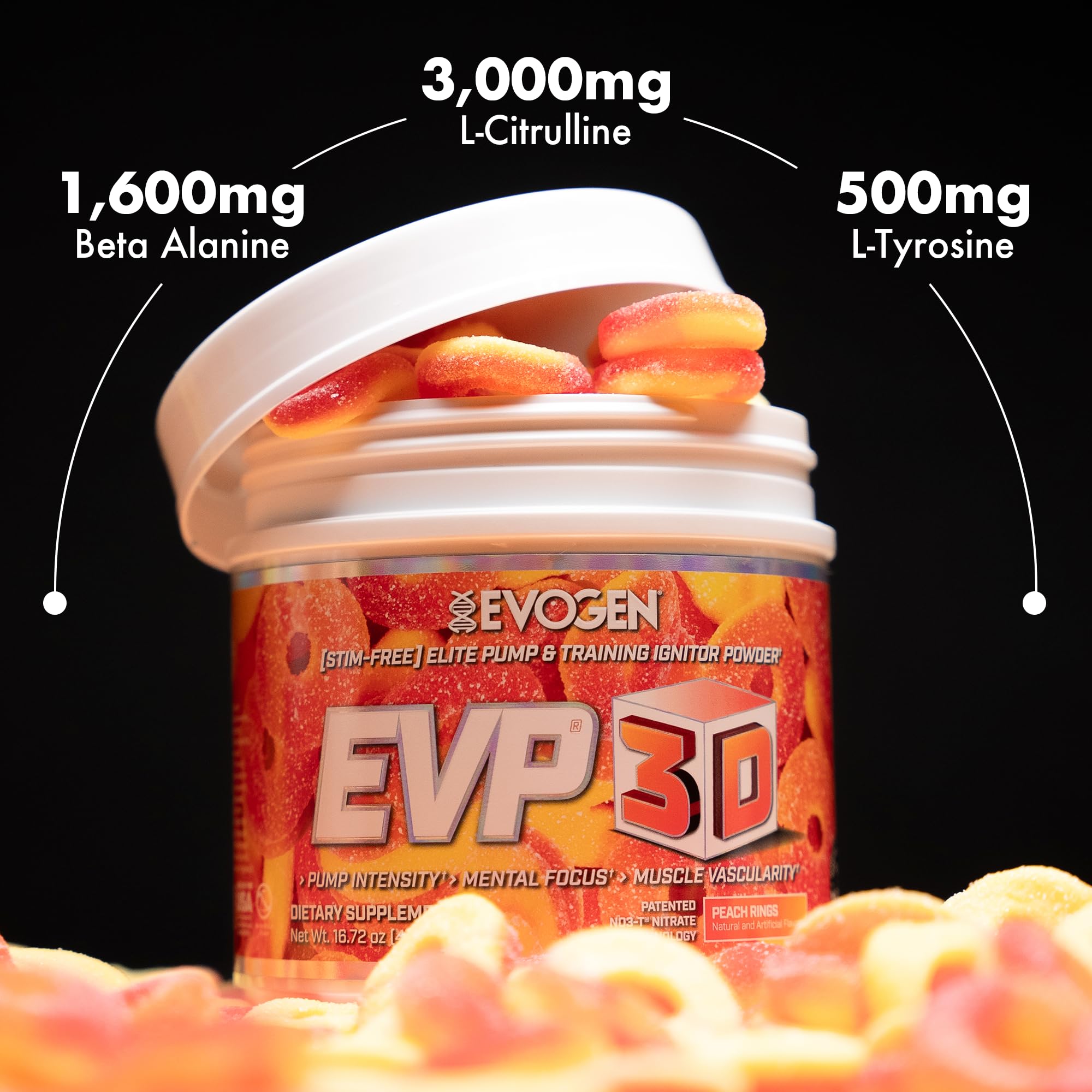 Foto 4 pulgar | Suplemento Para Antes Del Entrenamiento Evogen Evp-3d Peach Rings, 40 Porciones - Venta Internacional.
