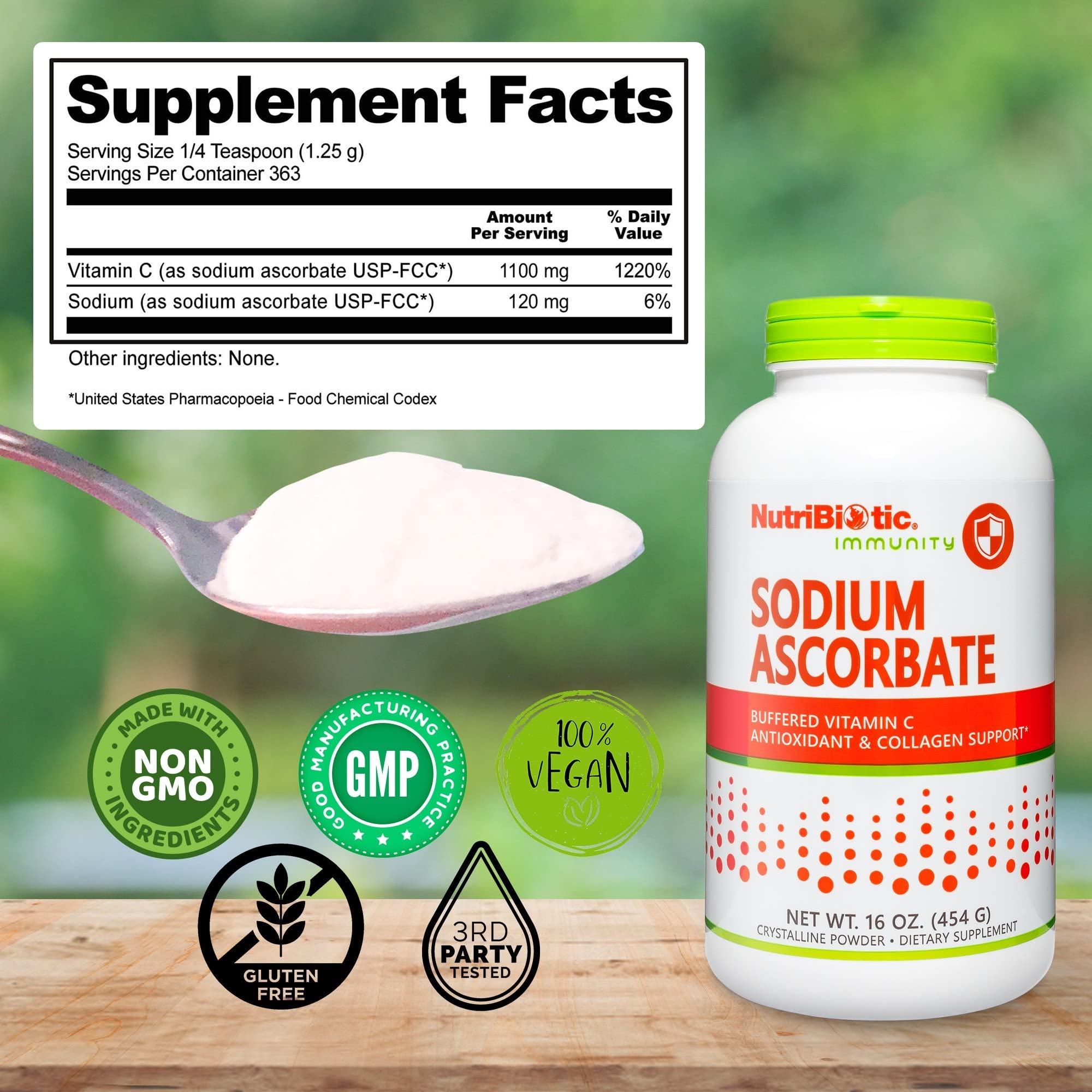 Foto 6 pulgar | Vitamina C En Polvo Nutribiotic, Ascorbato De Sodio, 473 Ml - Venta Internacional.