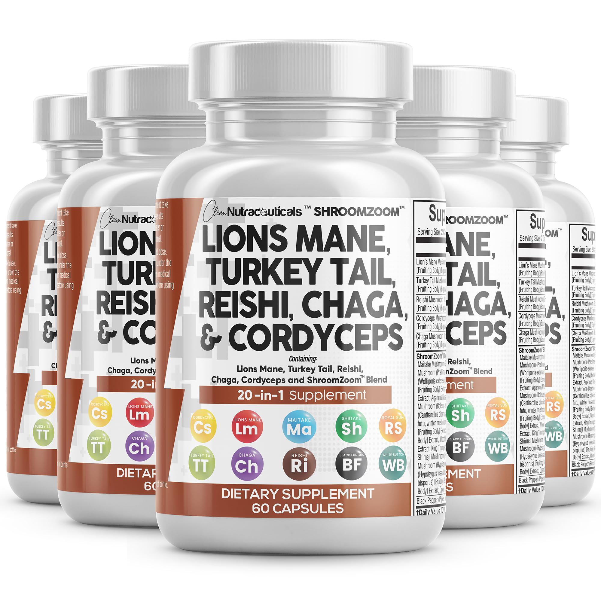 Foto 2 pulgar | Suplement Clean Nutraceuticals Lions Mane Mushroom 20 En 1 - Venta Internacional.