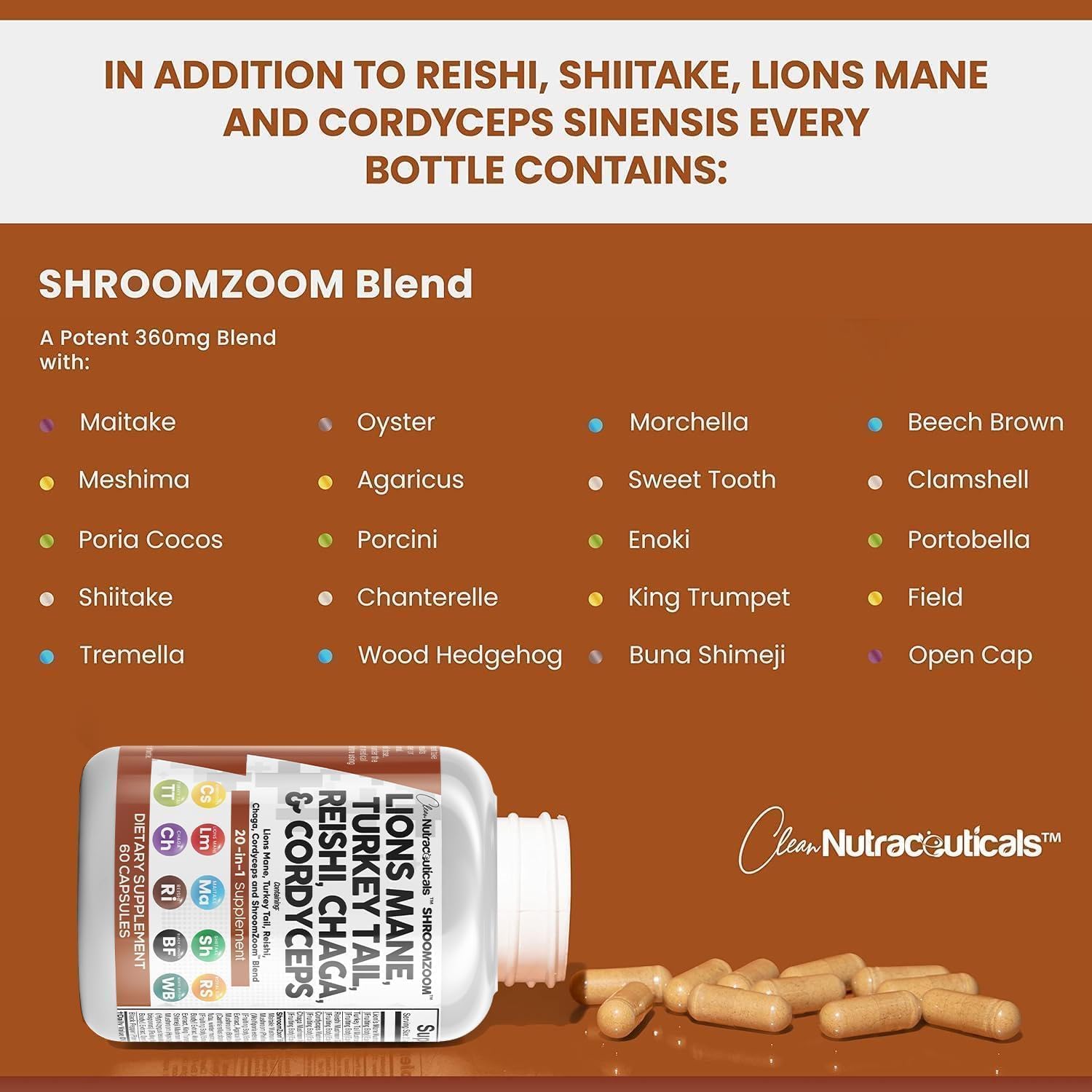Foto 4 pulgar | Suplement Clean Nutraceuticals Lions Mane Mushroom 20 En 1 - Venta Internacional.