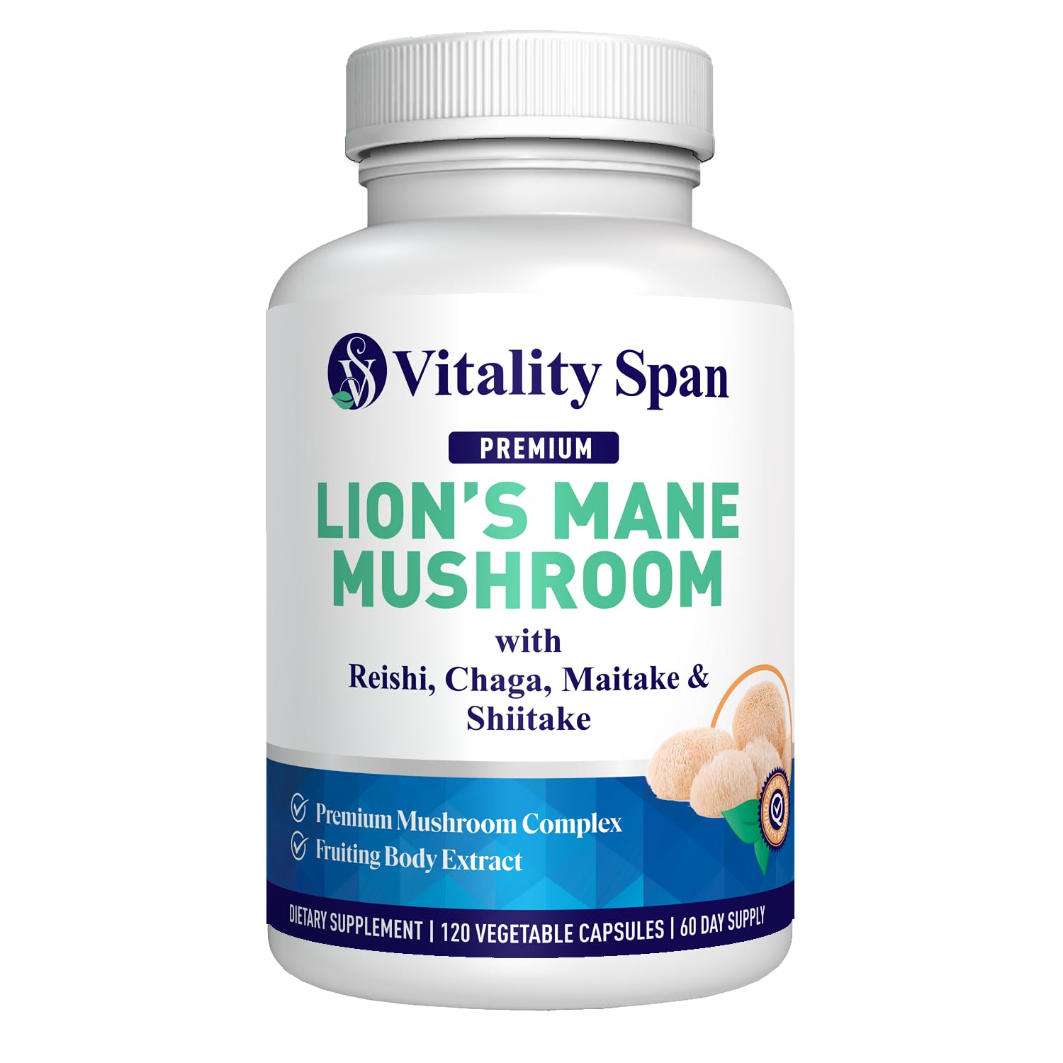 Suplemento Vitality Span Lions Mane Y Extracto De Hongos 120 Cápsulas - Venta Internacional.