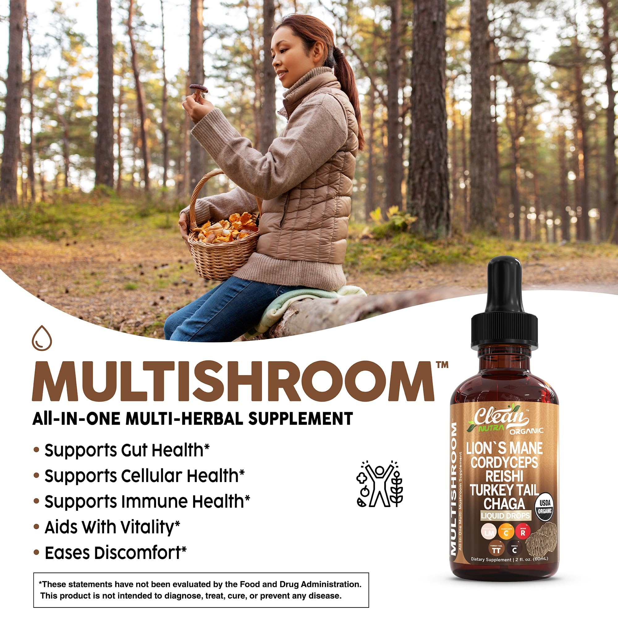 Foto 4 pulgar | Gotas Líquidas Supplement Clean Nutra Multishroom Organic - Venta Internacional.