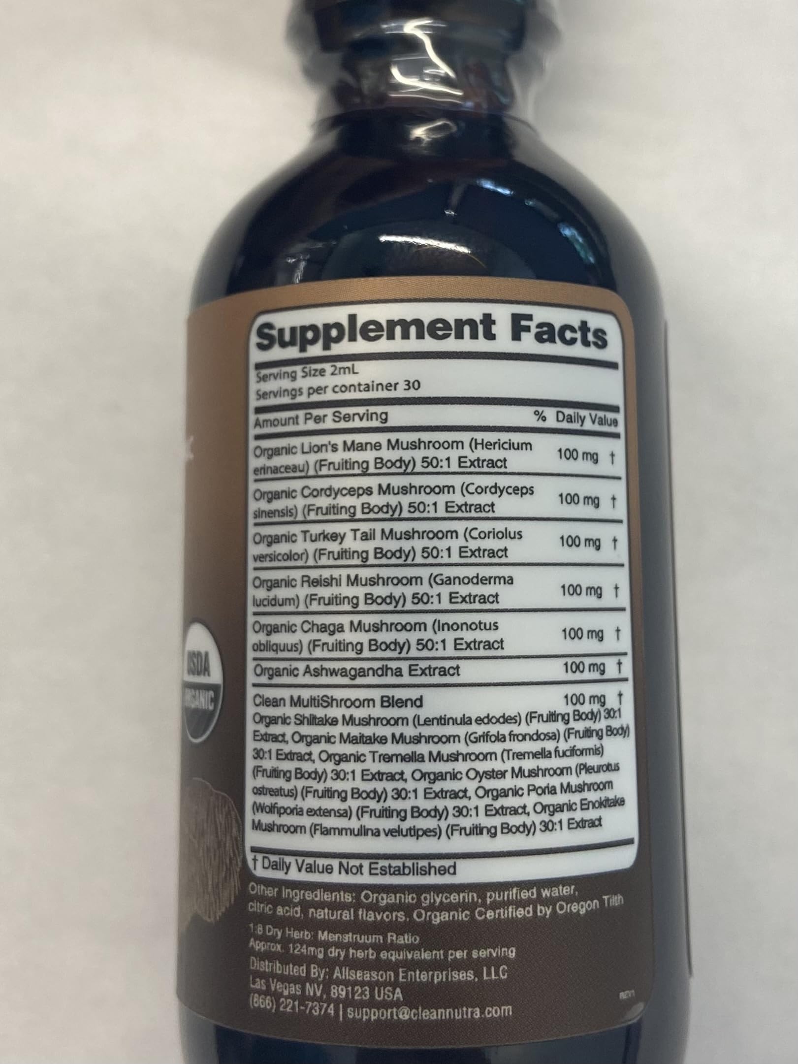Foto 7 | Gotas Líquidas Supplement Clean Nutra Multishroom Organic - Venta Internacional.