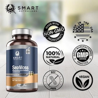 Foto 5 | Suplemento Smart Nutra Labs Organic Sea Moss 3200 mg,180 Cápsulas - Venta Internacional