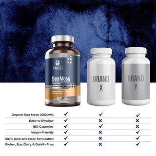 Foto 6 | Suplemento Smart Nutra Labs Organic Sea Moss 3200 mg,180 Cápsulas - Venta Internacional