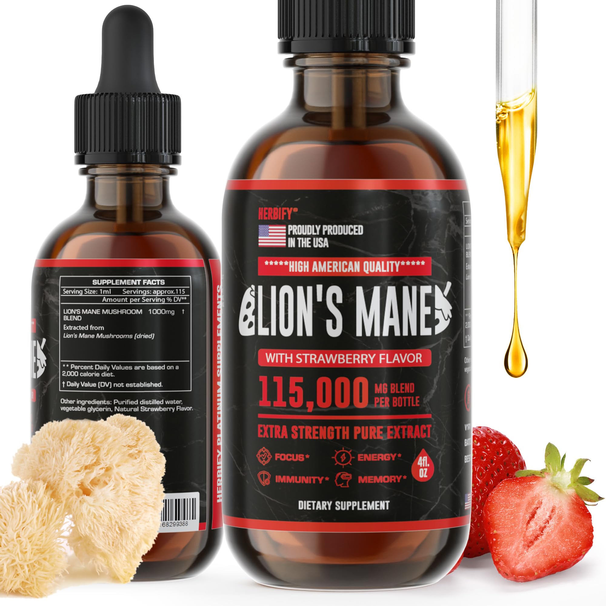 Foto 2 pulgar | Suplemento Herbify Lions Mane Tincture De 120 Ml Para Memoria Y Concentración - Venta Internacional.