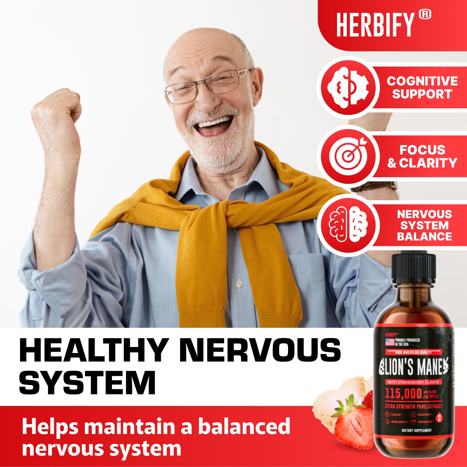 Foto 4 pulgar | Suplemento Herbify Lions Mane Tincture De 120 Ml Para Memoria Y Concentración - Venta Internacional.