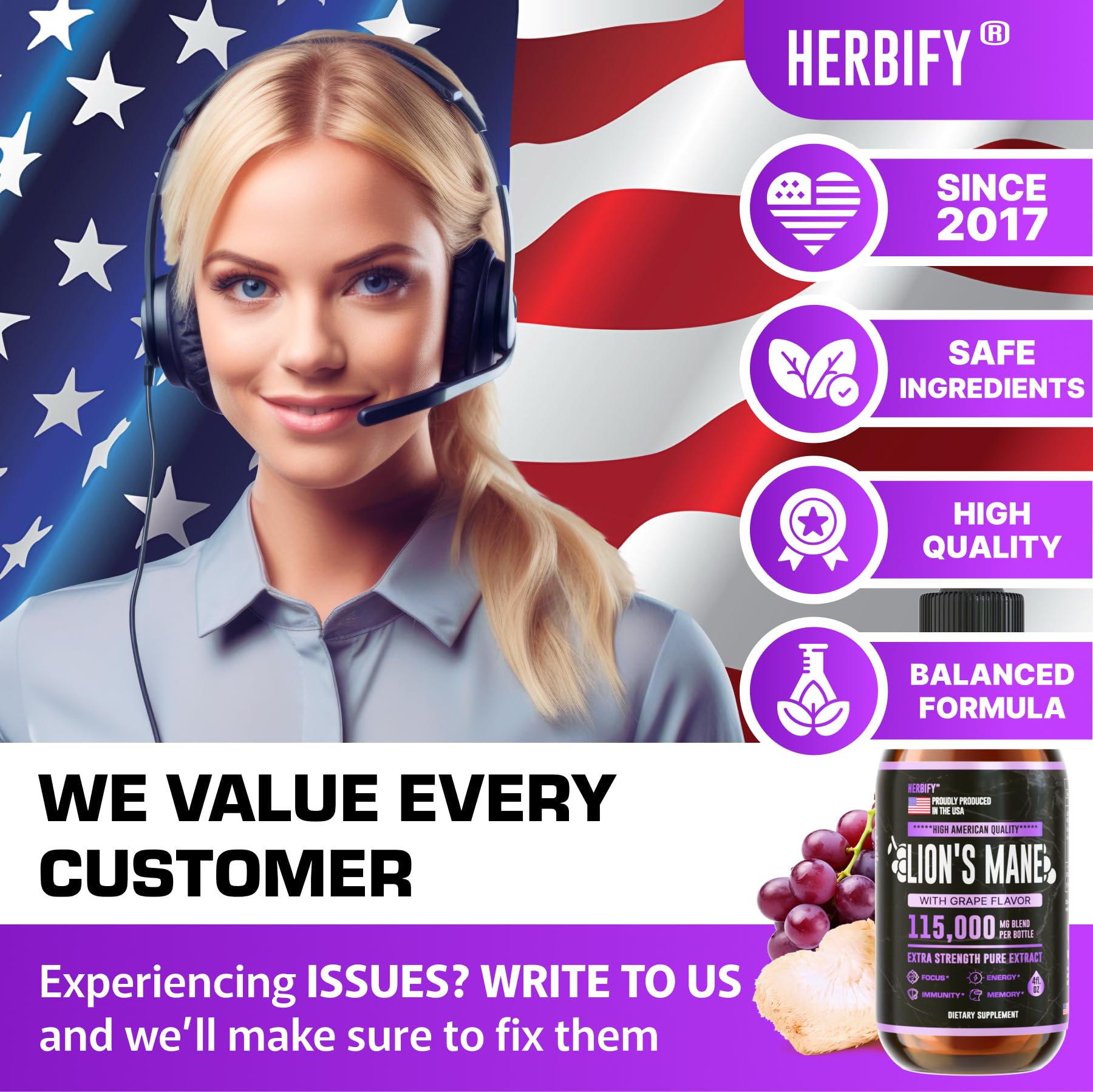 Foto 7 pulgar | Suplemento Herbify Lions Mane Tincture De 120 Ml Para Memoria Y Concentración - Venta Internacional.