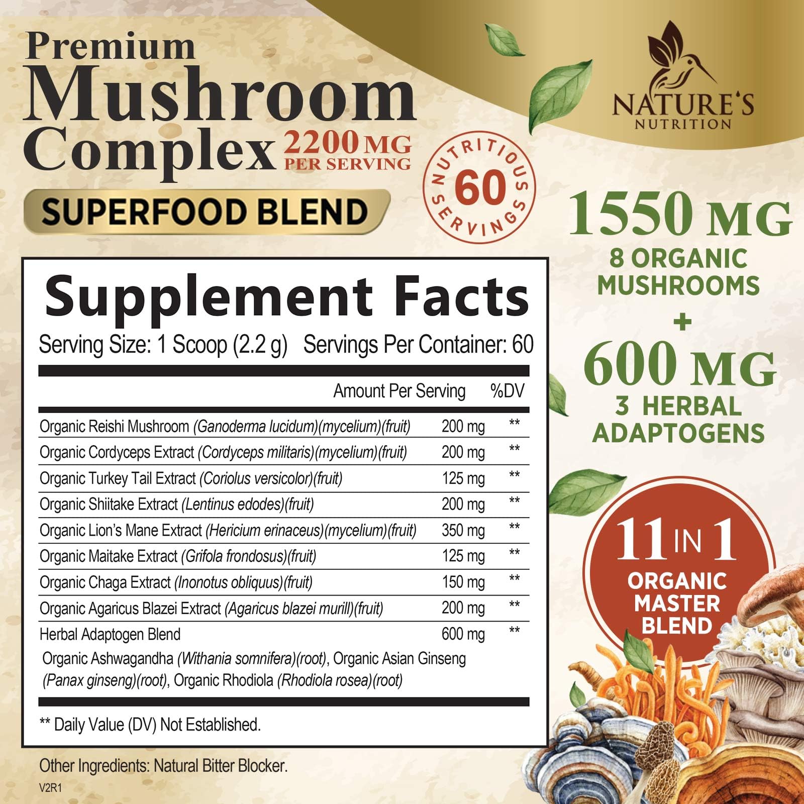 Foto 3 pulgar | Suplemento De Hongos Complejo 11 En 1 De Nature's Nutrition - Venta Internacional.
