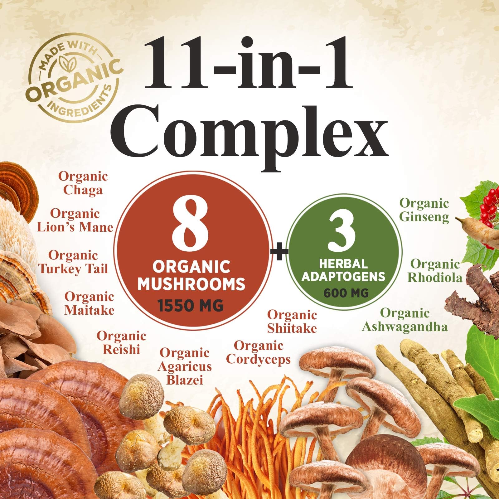 Foto 4 pulgar | Suplemento De Hongos Complejo 11 En 1 De Nature's Nutrition - Venta Internacional.