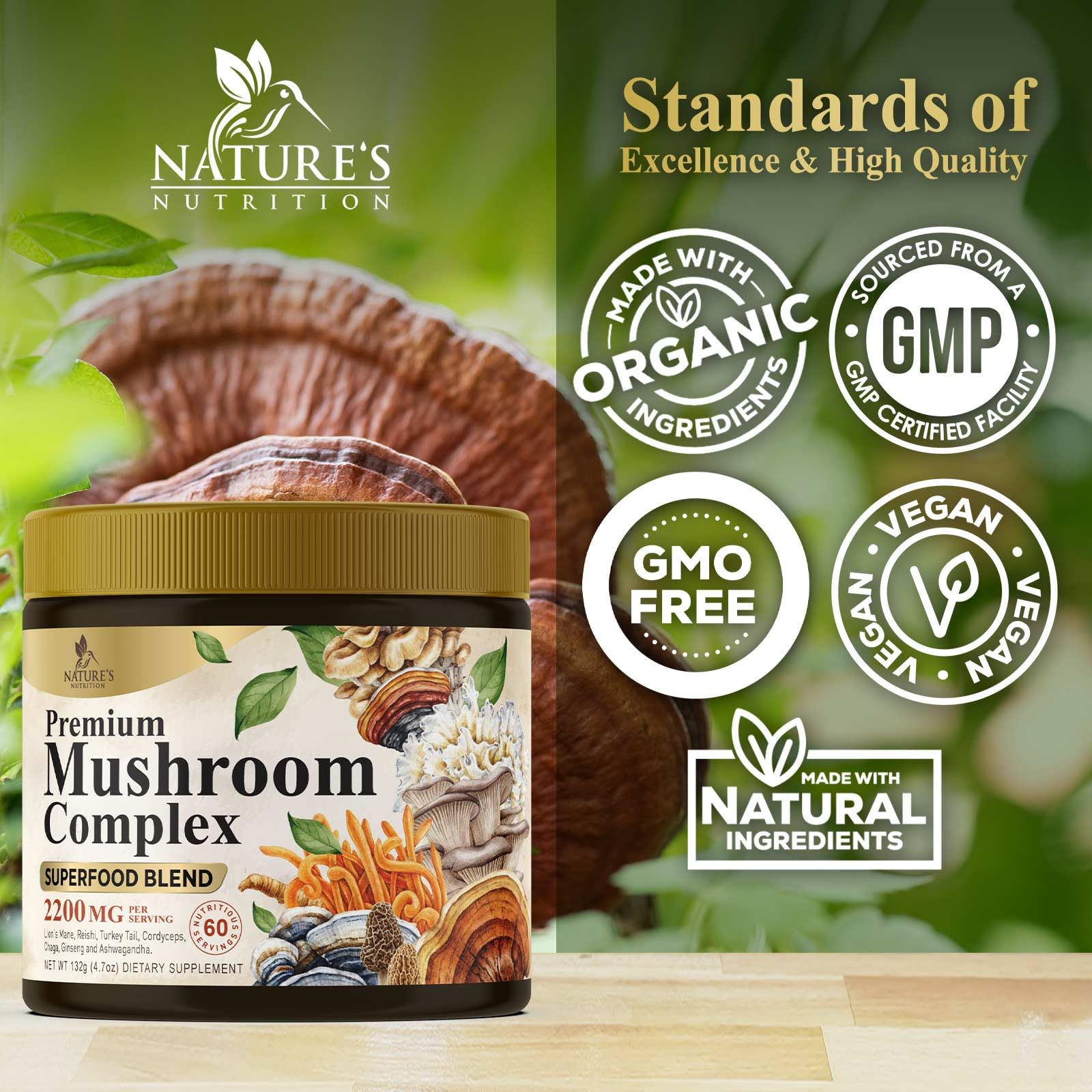 Foto 4 | Suplemento De Hongos Complejo 11 En 1 De Nature's Nutrition - Venta Internacional.