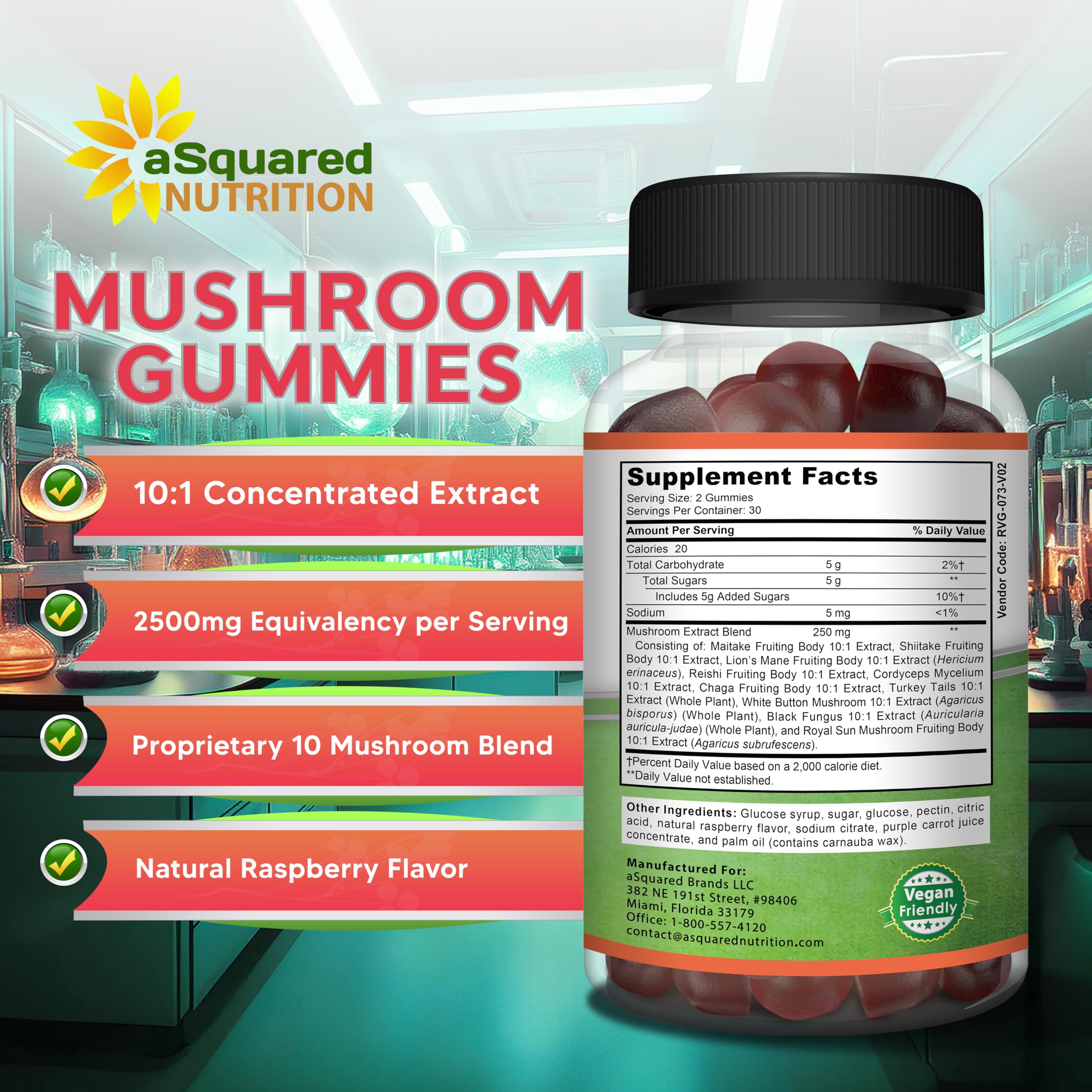 Foto 4 | Suplemento: Gomitas Con Hongos Squared Nutrition, Complejo 10 Veces - Venta Internacional.