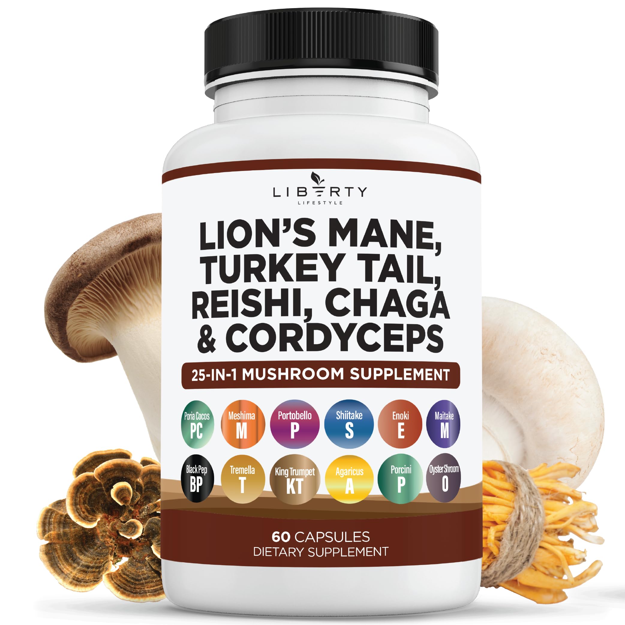 Foto 2 pulgar | Suplemento Liberty Lifestyle Lifestyle Lions Mane Hongo Con Cola De Pavo Reishi Cordyceps Chaga - Venta Internacional.