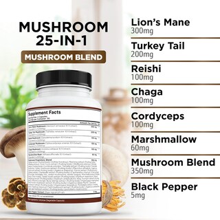 Foto 3 | Suplemento Liberty Lifestyle Lifestyle Lions Mane Hongo Con Cola De Pavo Reishi Cordyceps Chaga - Venta Internacional.