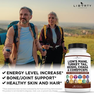 Foto 6 | Suplemento Liberty Lifestyle Lifestyle Lions Mane Hongo Con Cola De Pavo Reishi Cordyceps Chaga - Venta Internacional.