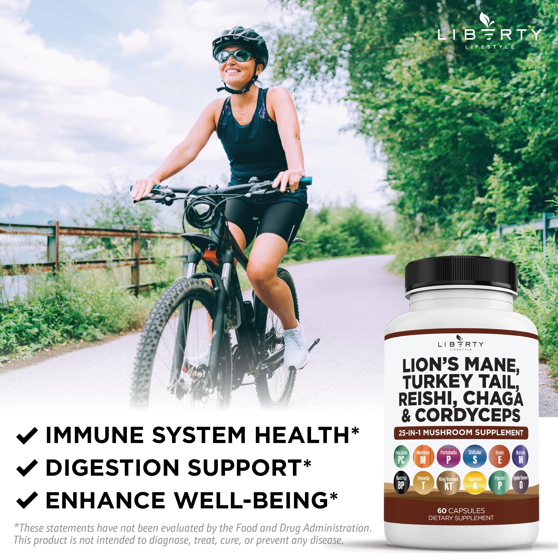 Foto 8 pulgar | Suplemento Liberty Lifestyle Lifestyle Lions Mane Hongo Con Cola De Pavo Reishi Cordyceps Chaga - Venta Internacional.
