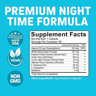 Foto 2 | Suplemento Nocturno Herbtonics Melatonina Y L-teanina 120 Cápsulas - Venta Internacional
