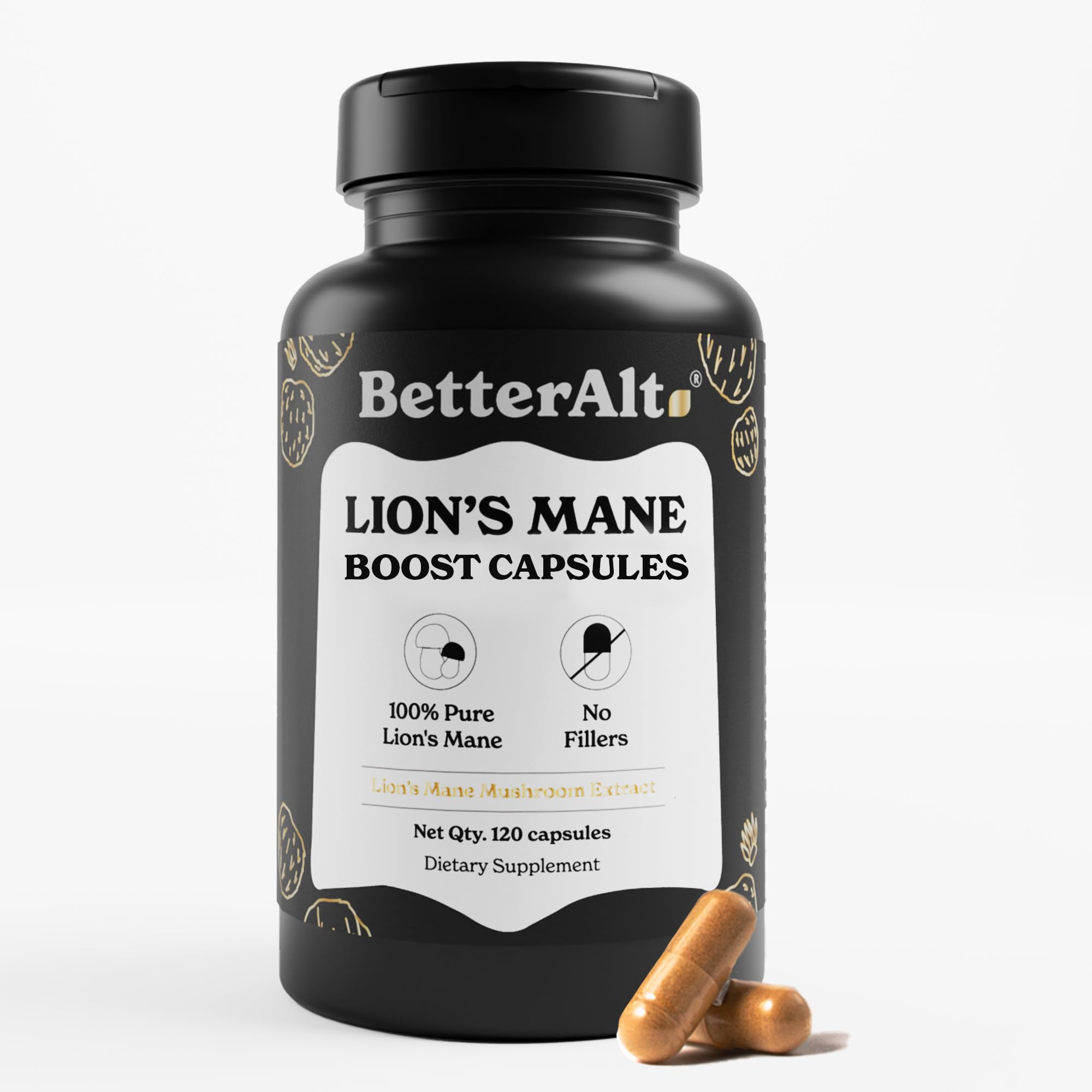 Foto 2 pulgar | Suplemento Better Alt Lions Mane Mushroom 1000 Mg 120 Cápsulas - Venta Internacional.
