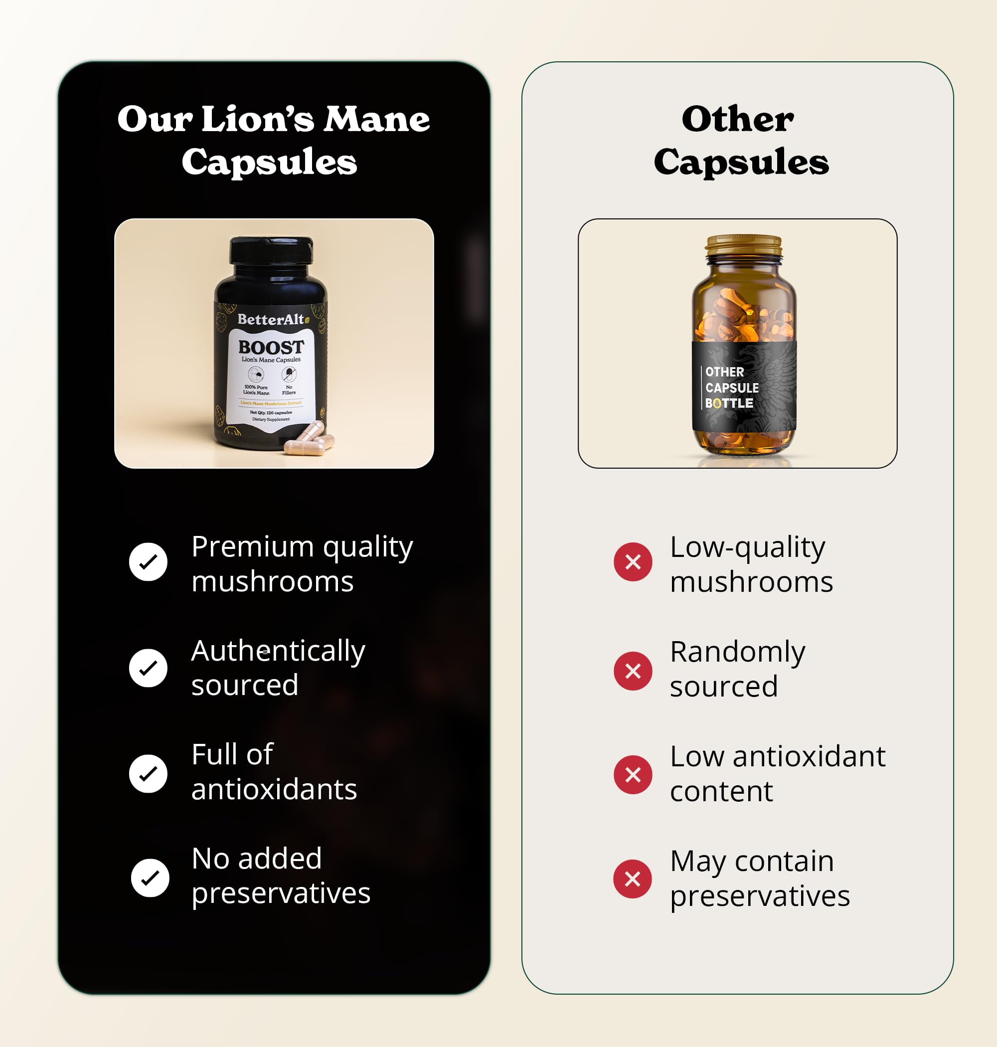 Foto 5 pulgar | Suplemento Better Alt Lions Mane Mushroom 1000 Mg 120 Cápsulas - Venta Internacional.