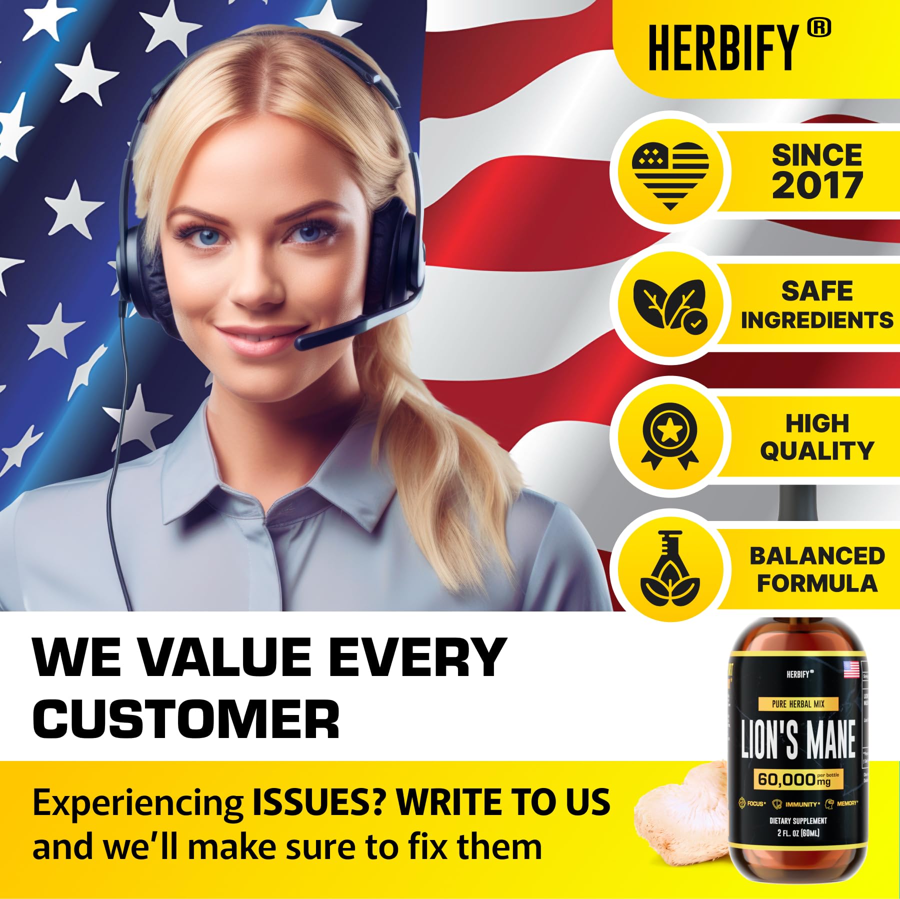 Foto 7 pulgar | Suplemento Herbify Lions Mane Tincture, 60 Ml, Apoyo Inmunológico - Venta Internacional.